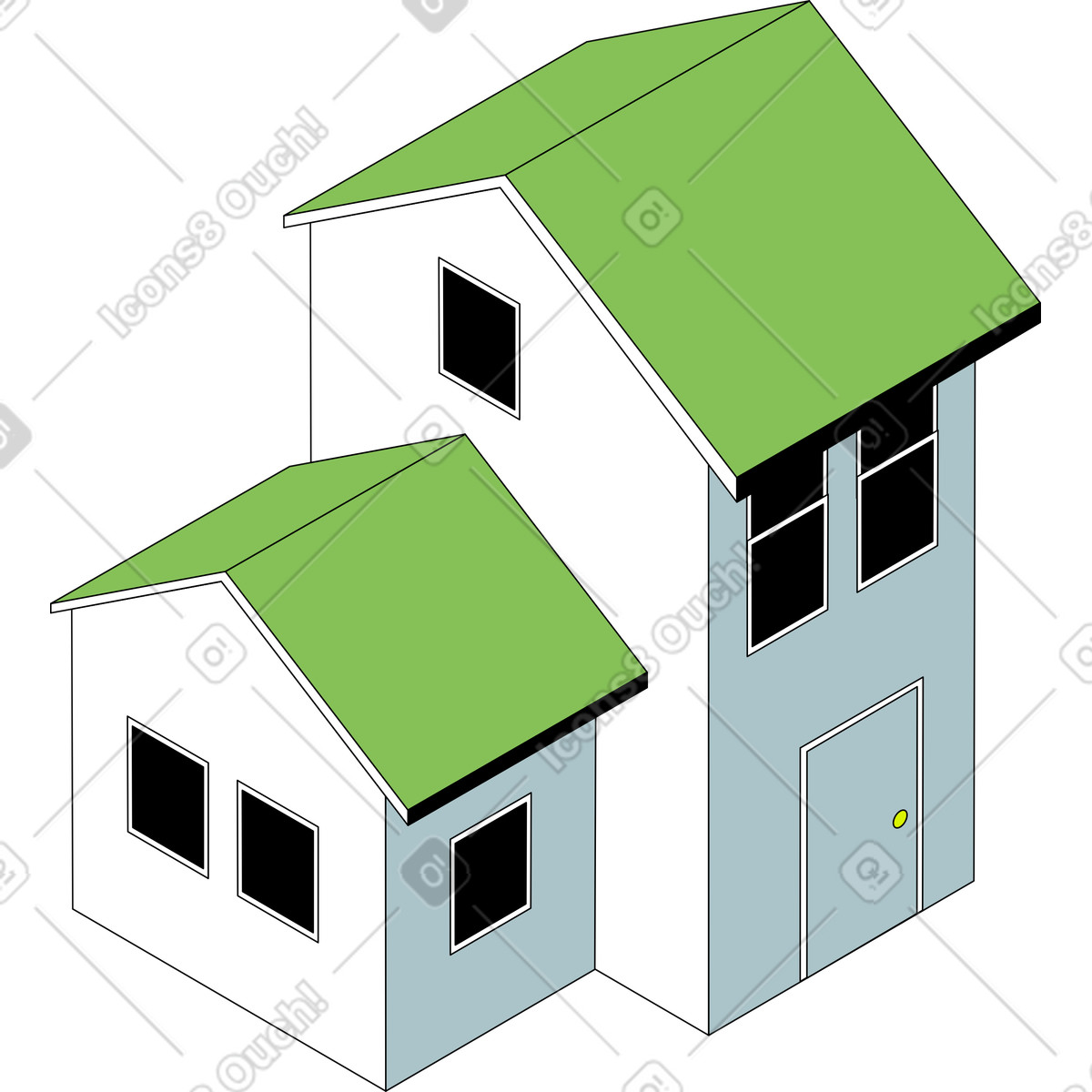 Isometric スタイルの House のイラストをPNG、SVG形式でダウンロード