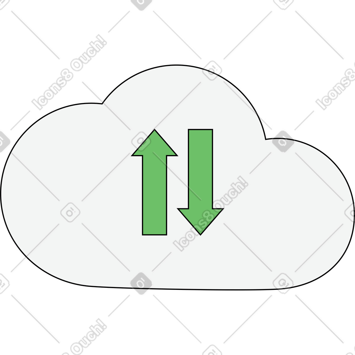 Ilustración Nube con flechas en estilo Kindy a descargar en PNG y SVG