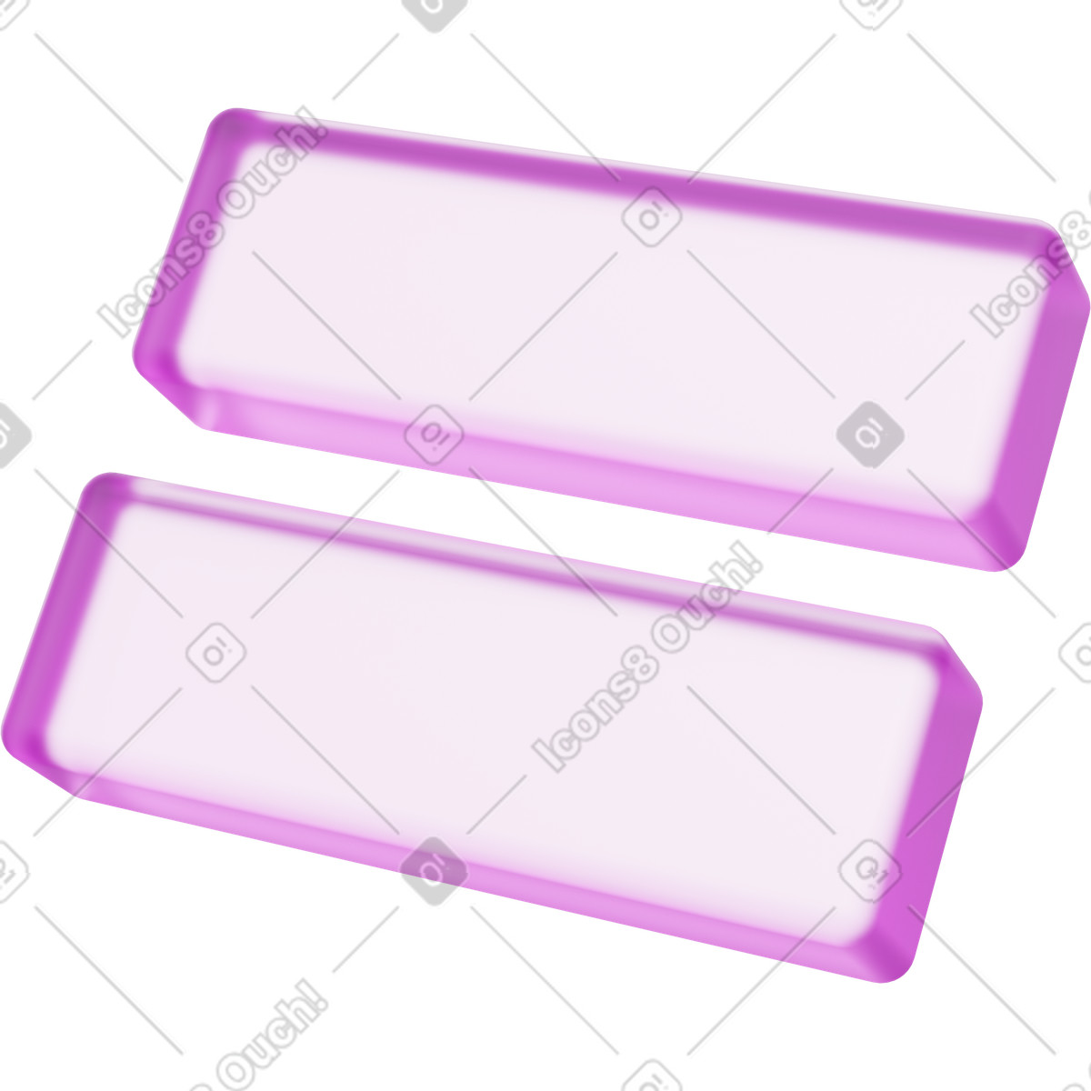 Illustration Icône de signe égal, symbole verre rose, opérateur mathématique dans le style 3D Playful à télécharger aux formats PNG, SVG