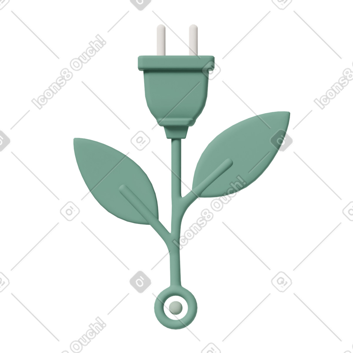 Green energy plug illustration in 3D Casual life style download in PNG, SVG