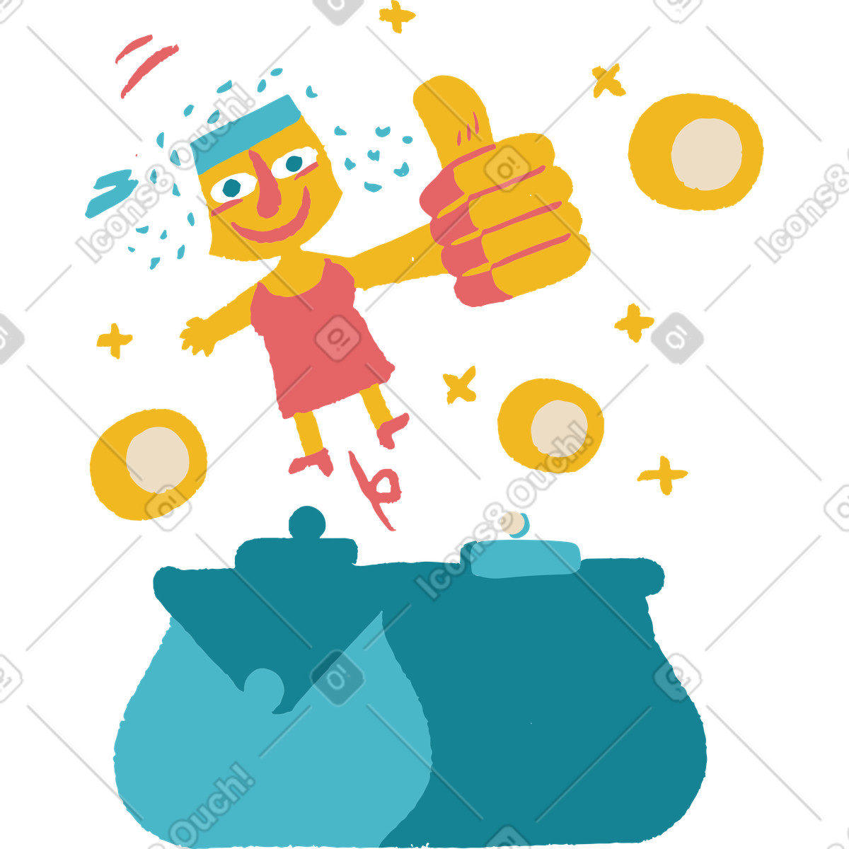 Ilustração de Pagamento processado com homem mostrando polegares para cima em no estilo Flamenco baixar em PNG, SVG