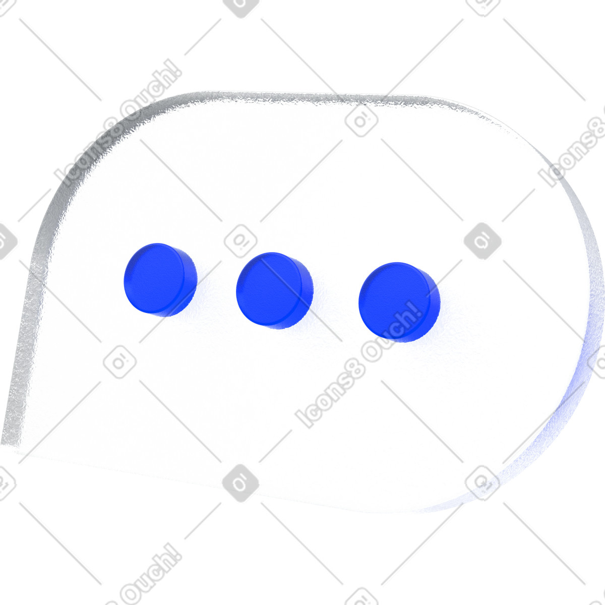 Glass speech bubble icon, message typing dots,transparent plastic chat symbol illustration in 3D Enterprise style download in PNG, SVG