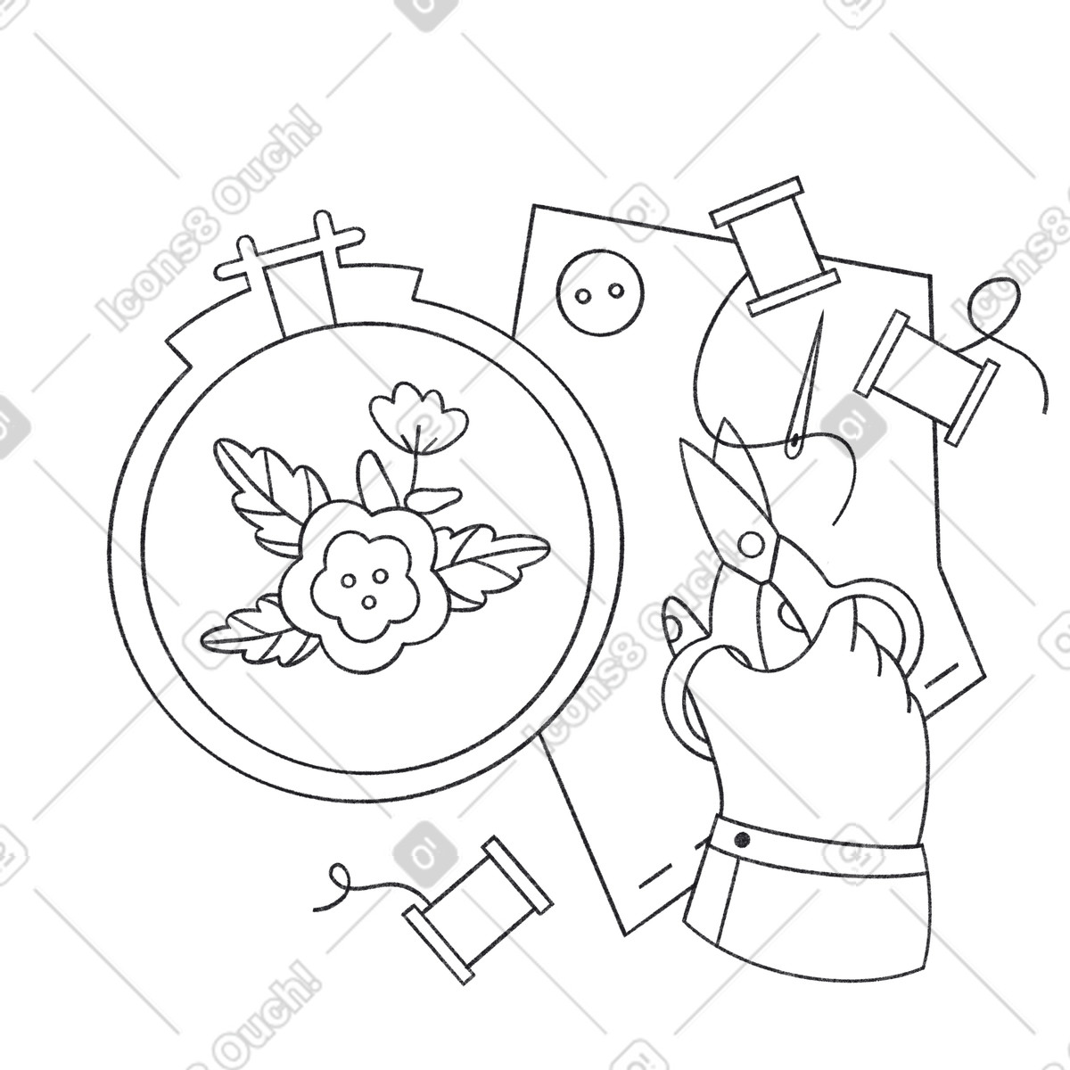 Ilustración Adorno floral de punto cruz a mano en estilo Bonbon Line descargar en PNG y SVG