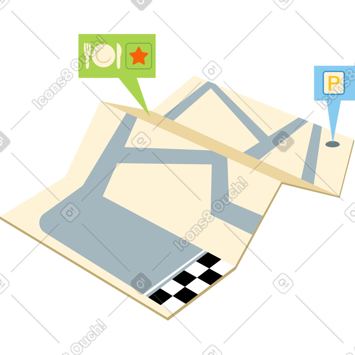 Mappa stradale con indicatori di stop illustrazione in stile Catchy scarica in PNG, SVG