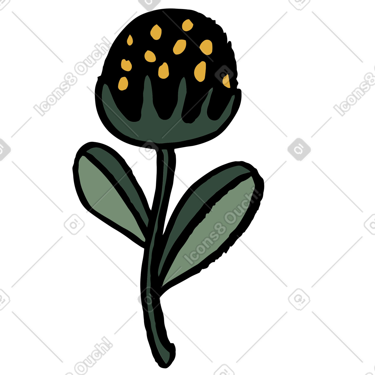 Scandi スタイルの Black spherical flower のイラストをPNG、SVG形式でダウンロード