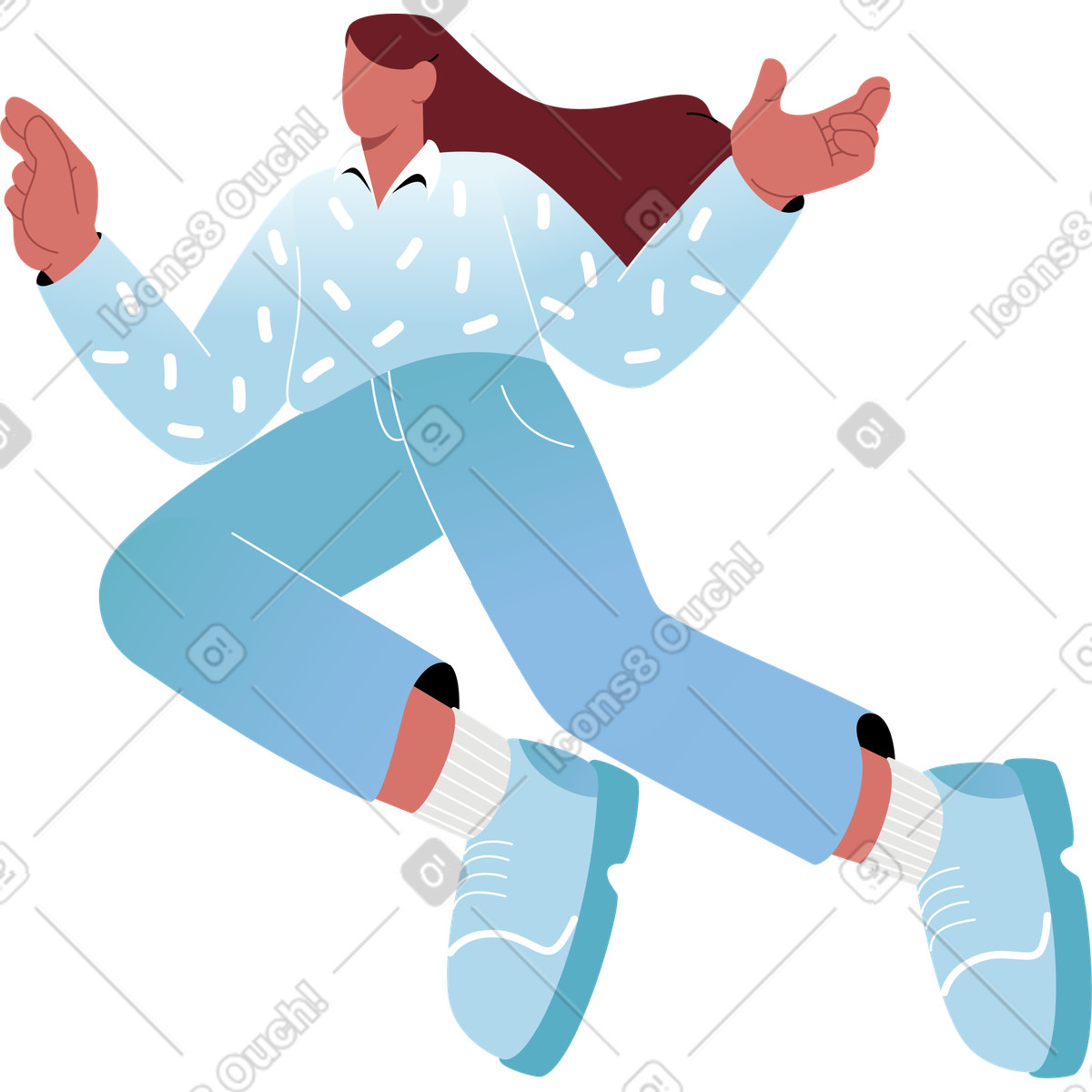 Ilustração de Mulher flutuando no ar em estilo Airy para baixar em PNG, SVG