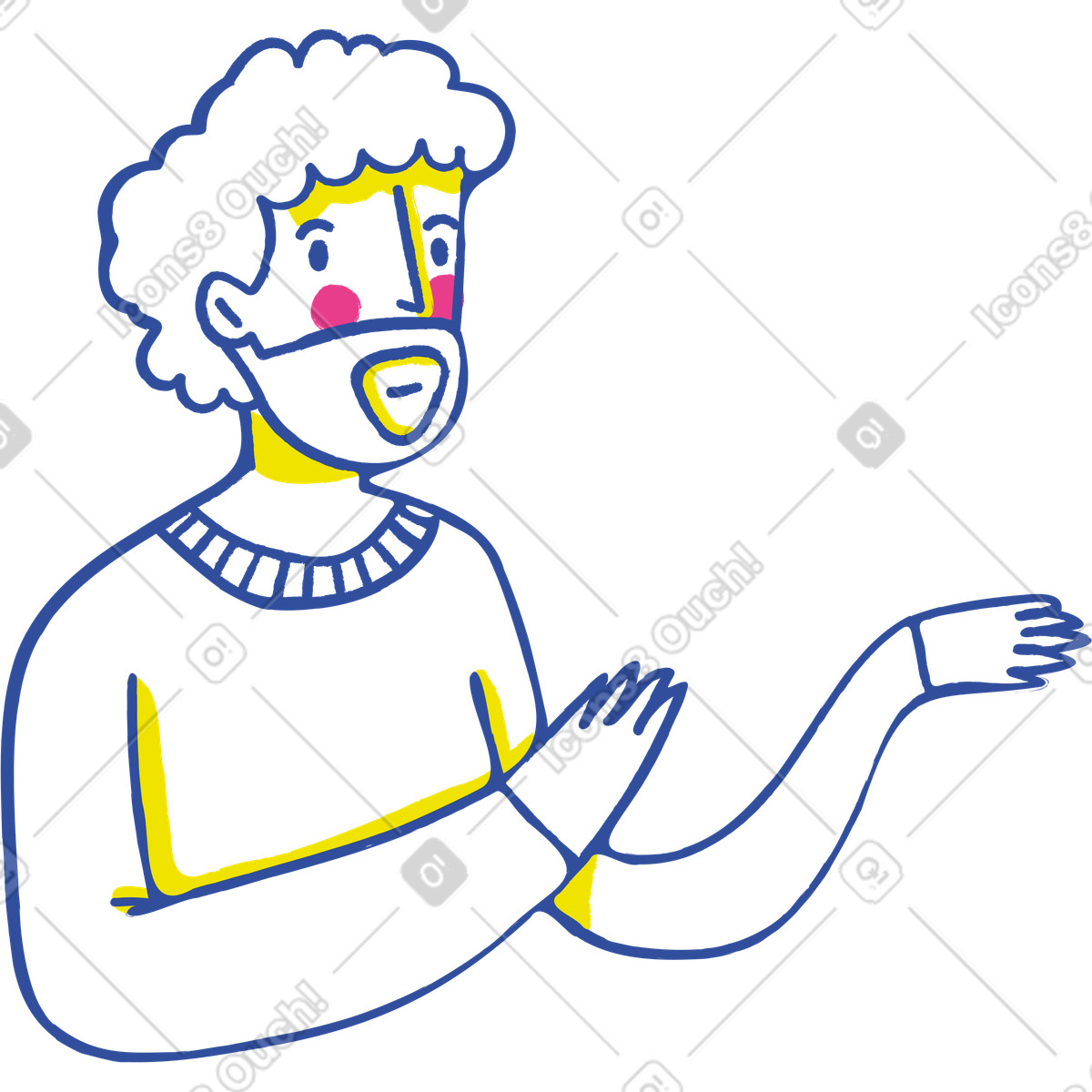 Bearded man illustration in Lime style download in PNG, SVG