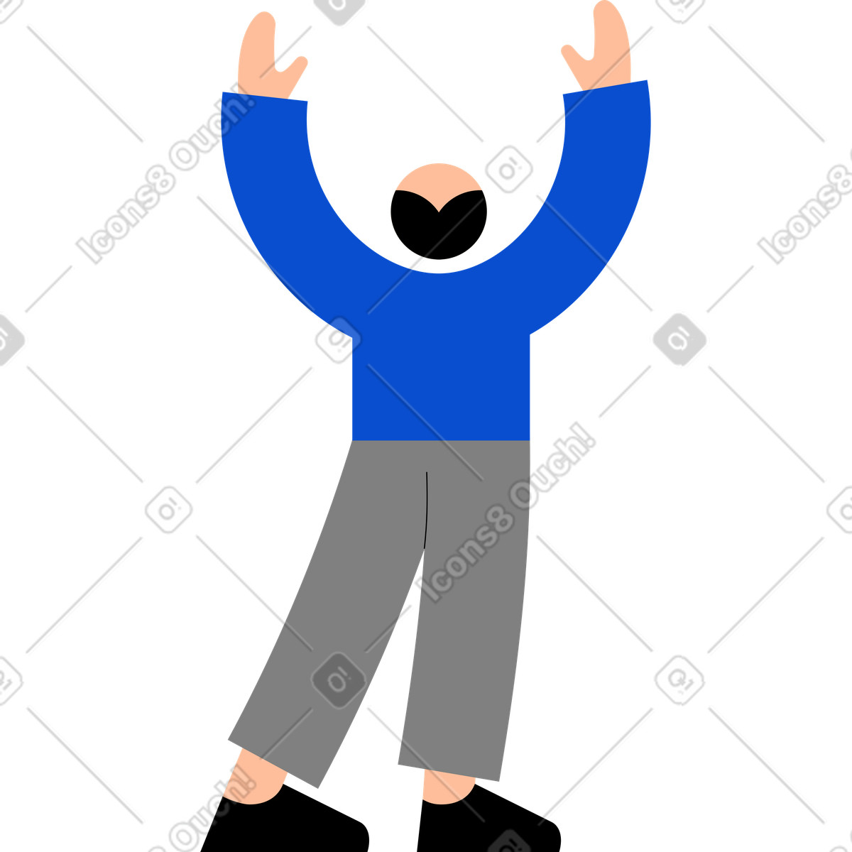 下载 Tiny 风格的 年轻人举起双手站着 插画，支持 PNG、SVG 格式