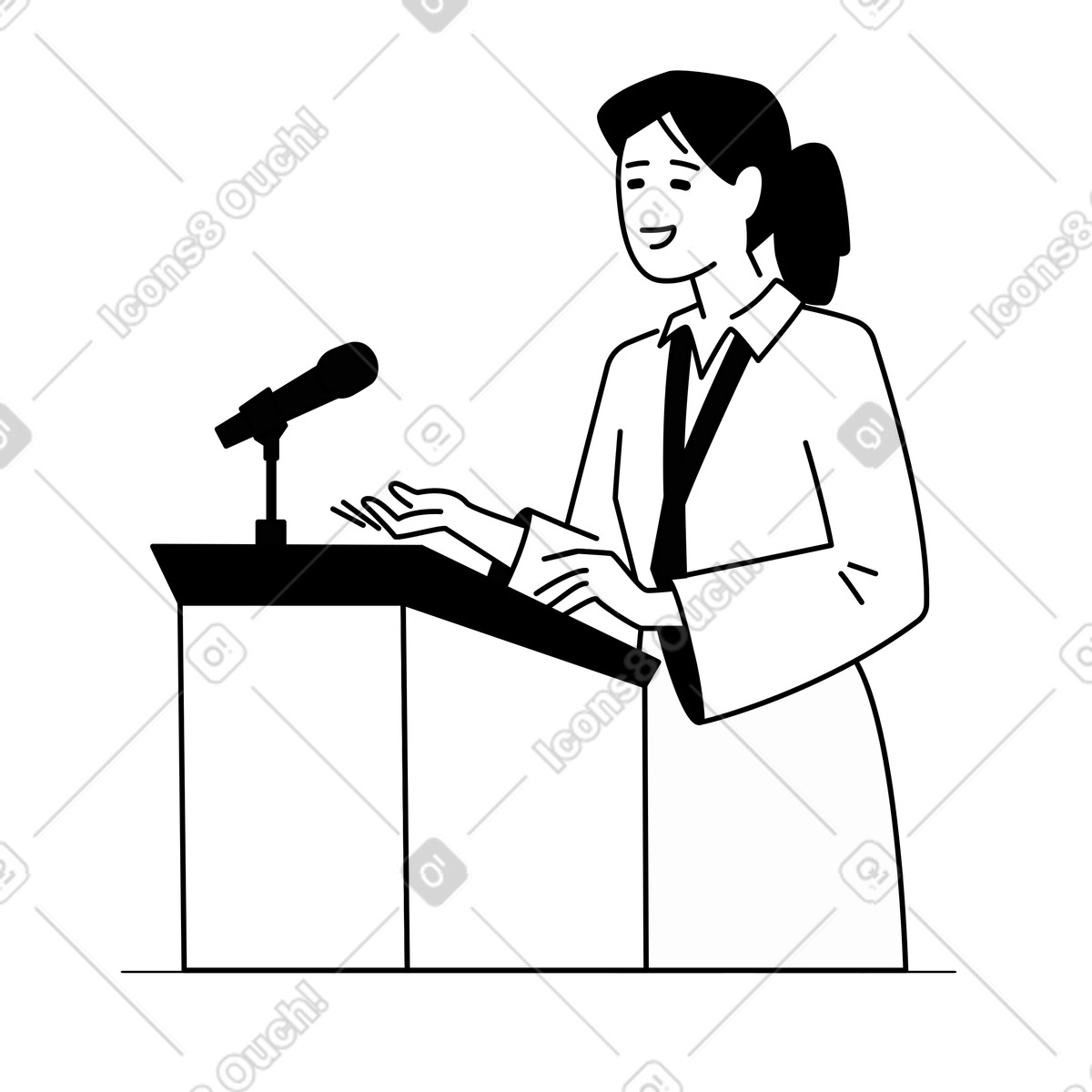 Ilustración Speaker at podium with microphone, Academic conference or seminar en estilo Weekday a descargar en PNG y SVG