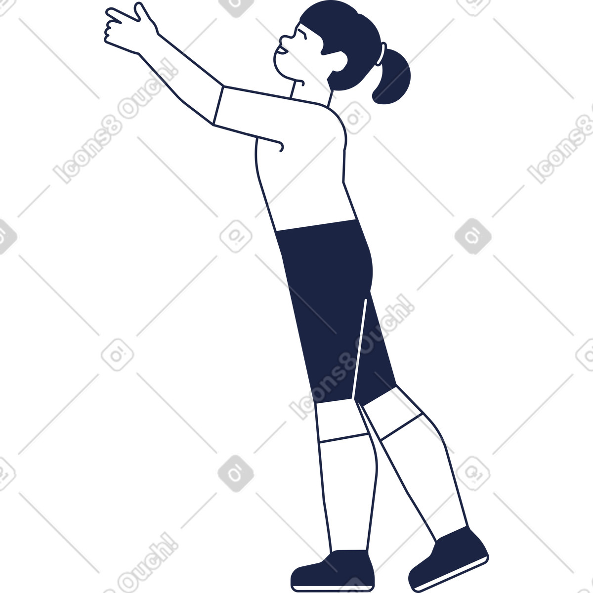 Ilustração de Garota com as mãos para cima em no estilo Urban Line baixar em PNG, SVG
