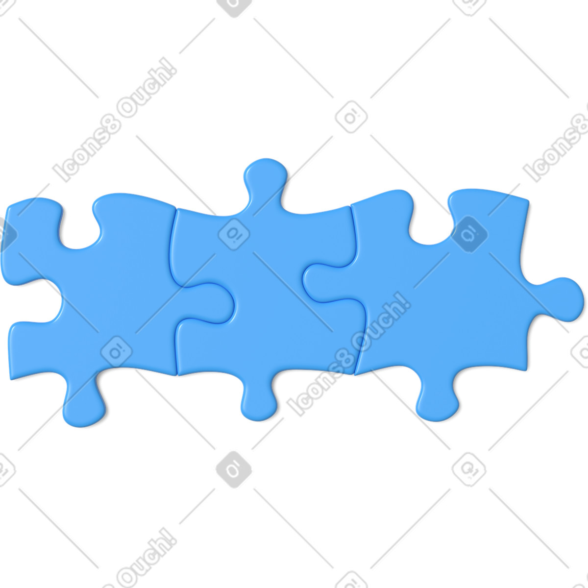 Three blue puzzles illustration in 3D Business style download in PNG, SVG