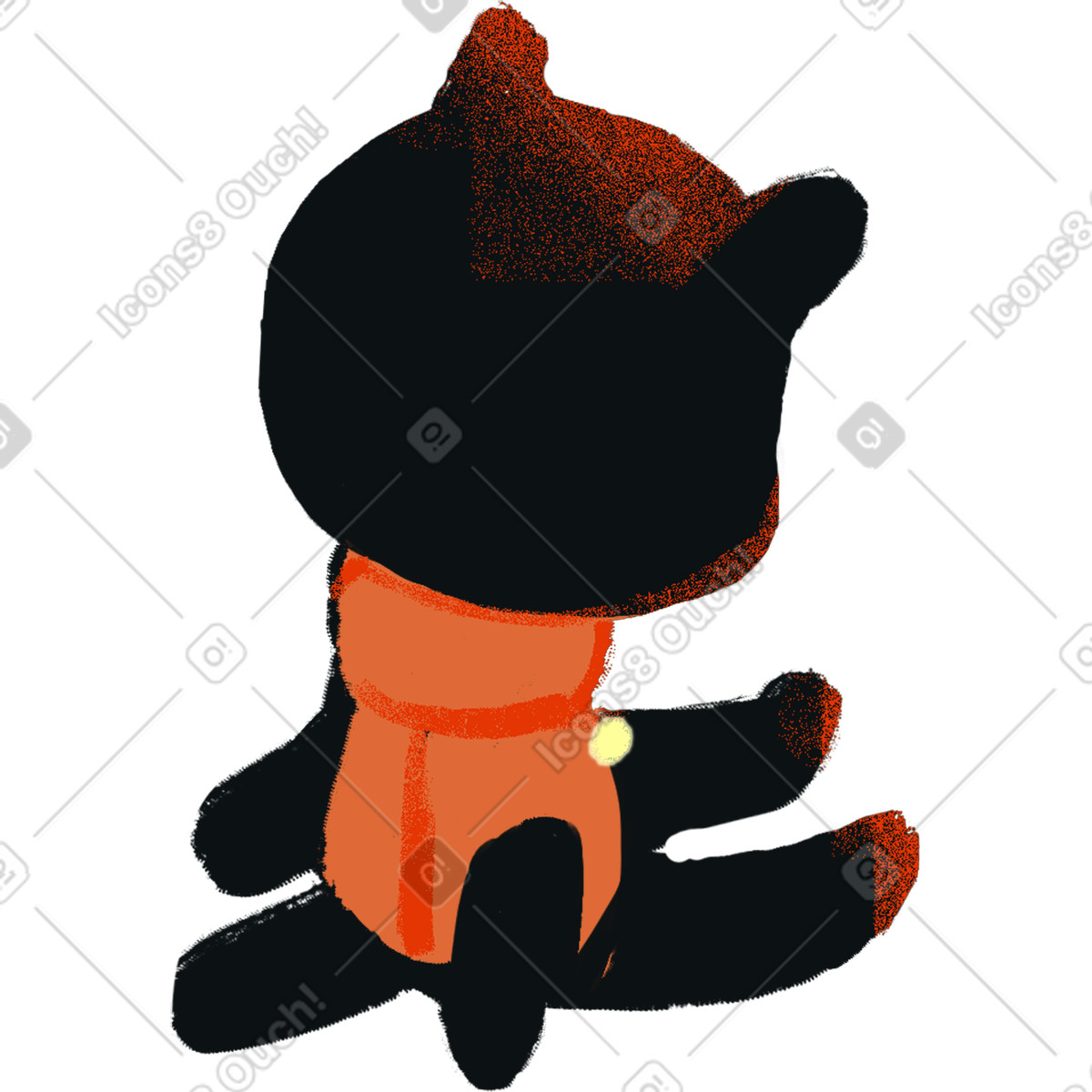 Illustration Black kitten dans le style Ikigai à télécharger aux formats PNG, SVG