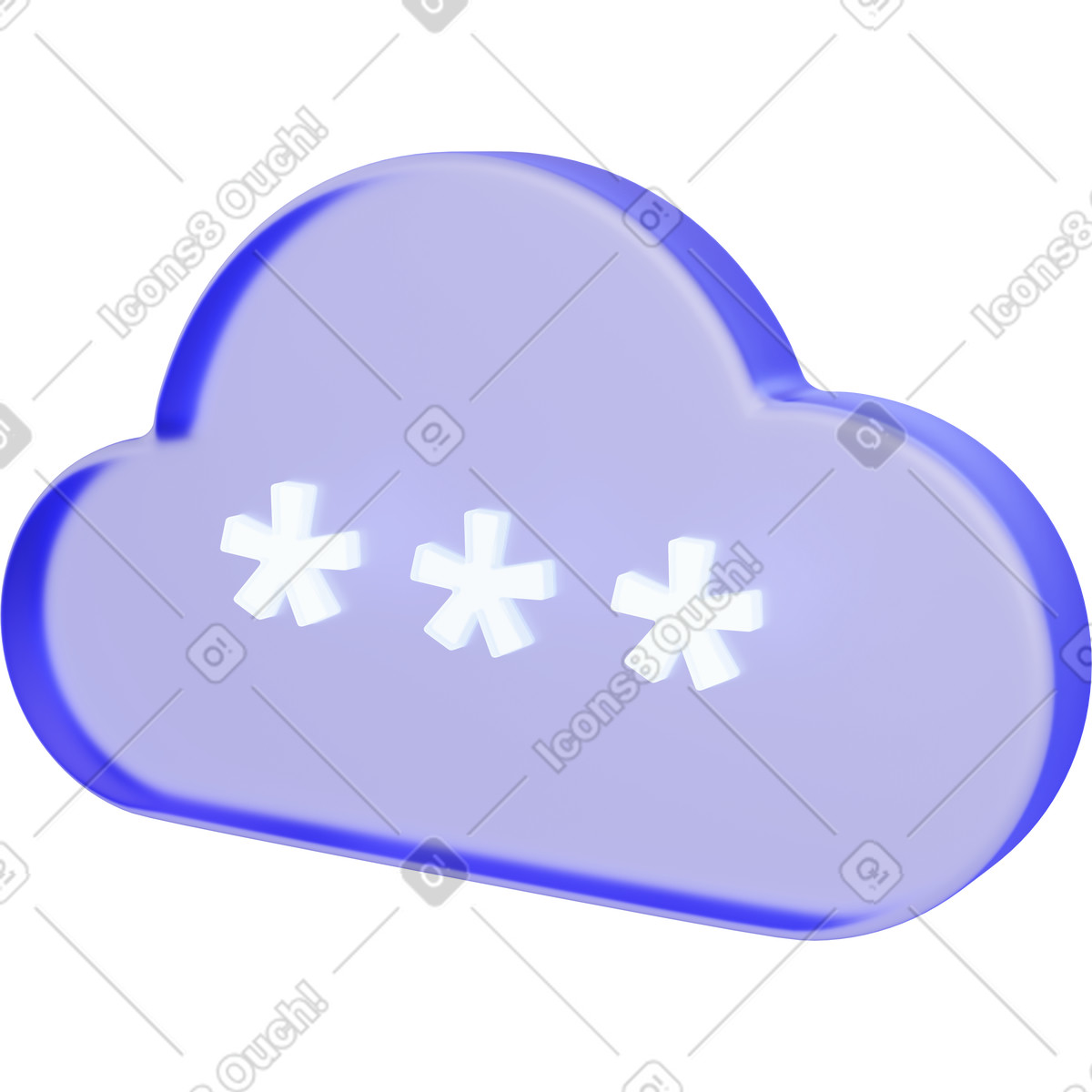 Ilustração de Cloud password protection icon representing secure access to online data em no estilo 3D Playful para baixar em PNG, SVG