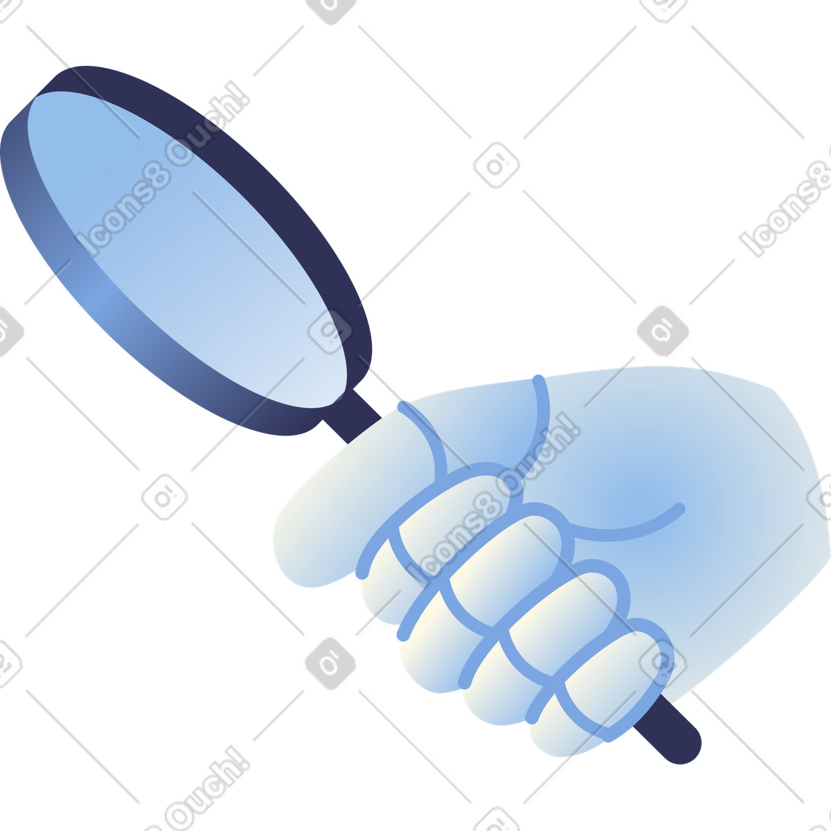 Mano robotica con lente d'ingrandimento illustrazione in stile Beam scarica in PNG, SVG