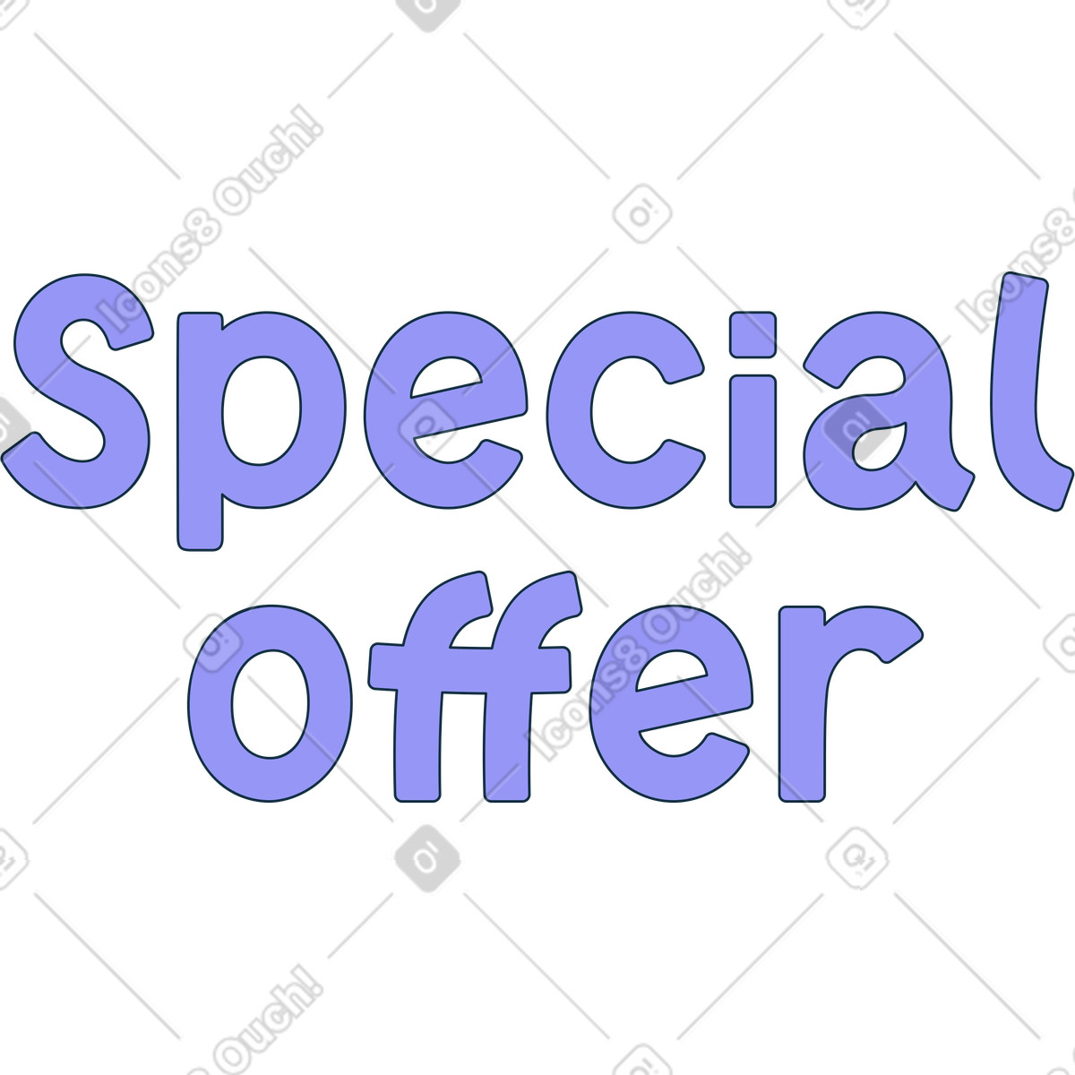 Ilustración Lettering special offer without shadow en estilo Bubble gum a descargar en PNG y SVG