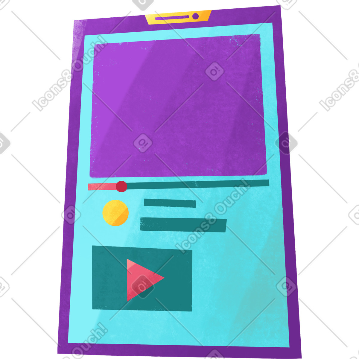 Иллюстрация Youtube mobile app on phone screen в стиле Bonbon — скачать в форматах PNG, SVG