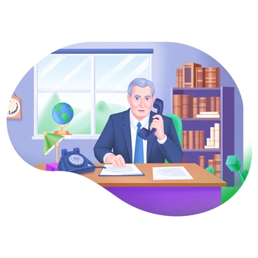 A classic office setting featuring a broker seated at a wooden desk. The broker is a middle-aged man wearing a tailored suit and a tie, intently speaking into a rotary phone that is black with a shiny finish. On the desk, there is a stack of paperwork and a brass desk lamp with a green shade. Behind the broker, there are wooden bookshelves filled with leather-bound books. A large window allows natural light to flood the room, revealing vintage decor, including a globe and an old clock on the wall. The atmosphere conveys a sense of traditional business professionalism.