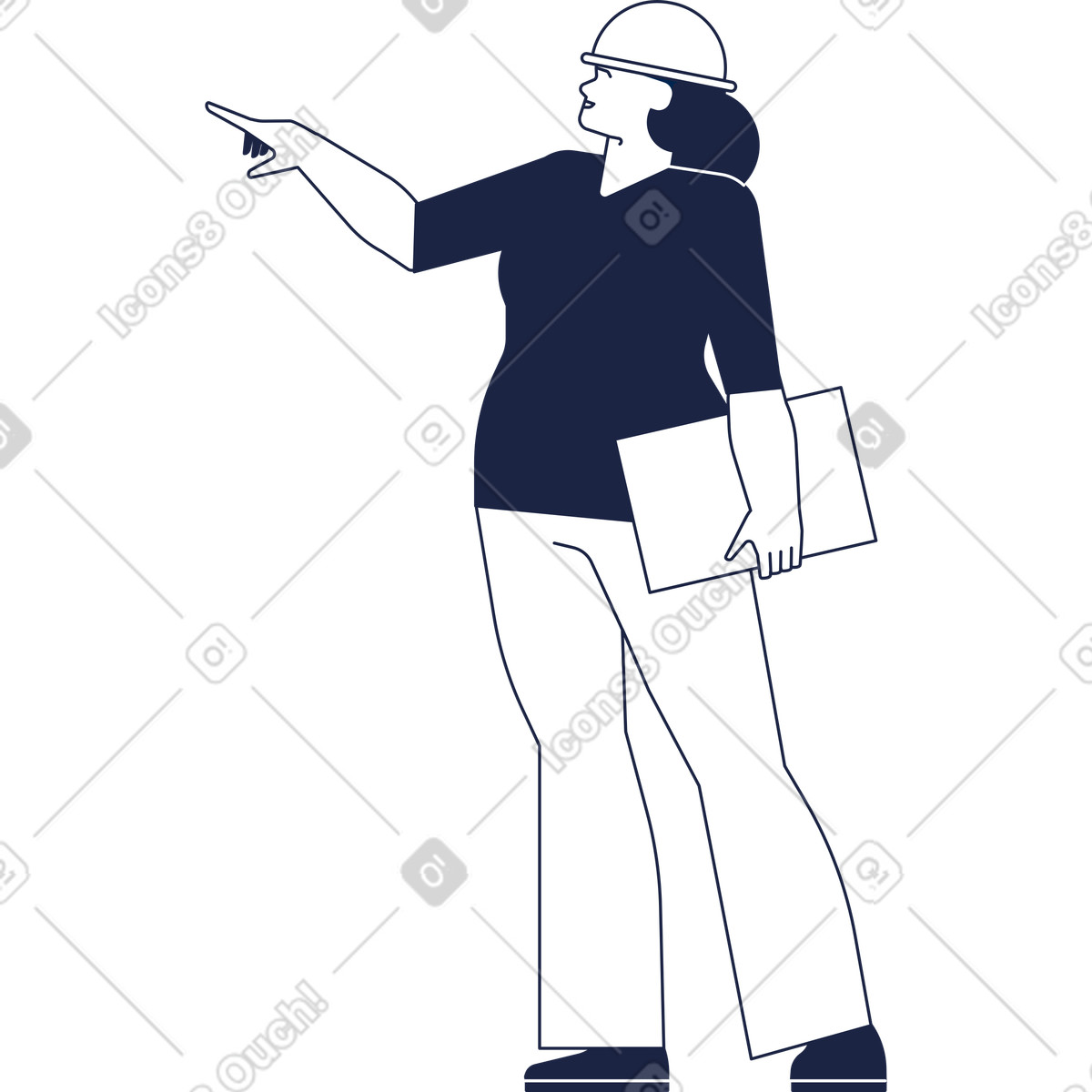 Architektin mit schutzhelm-Illustration im Urban Line-Stil als Download in PNG, SVG