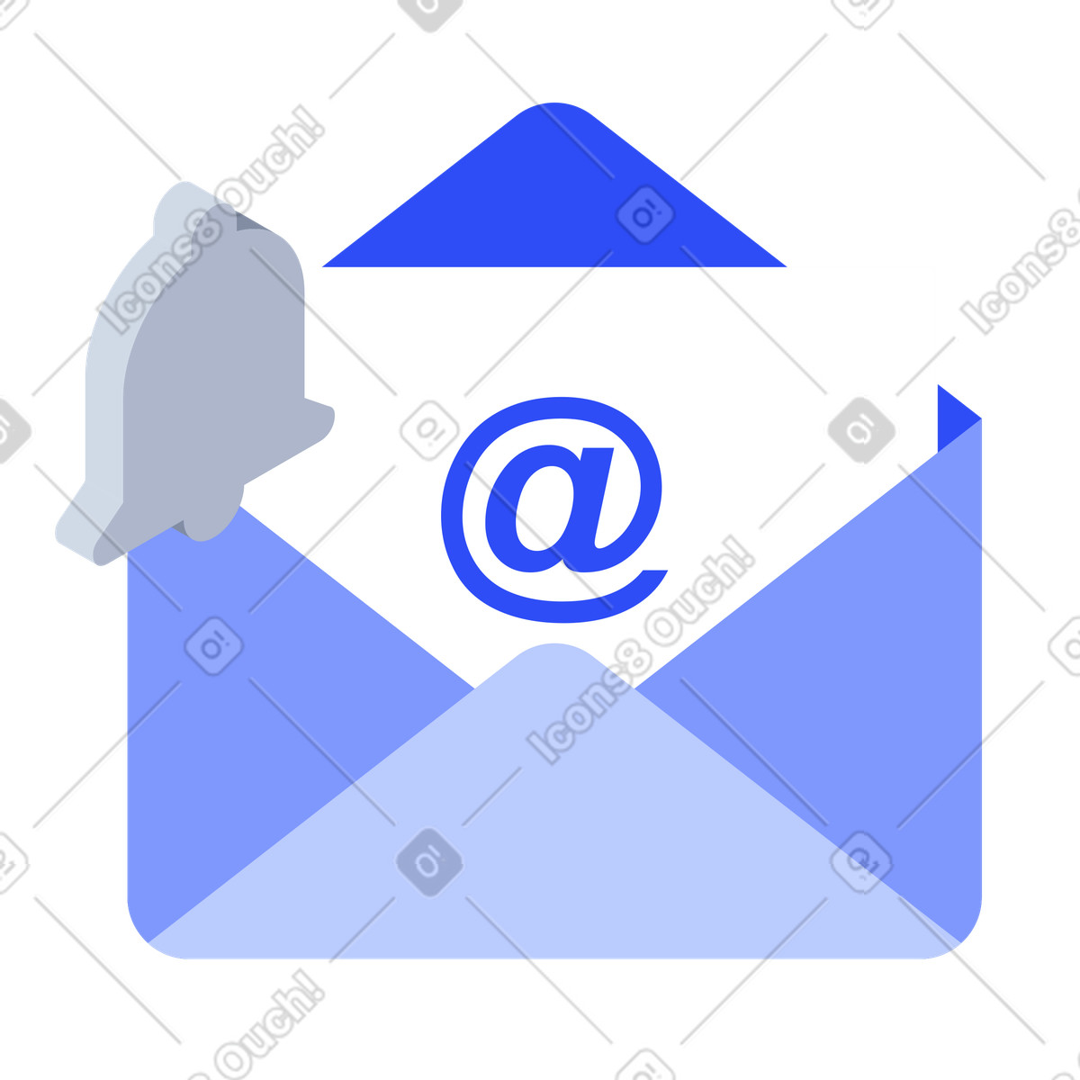 Email envelope with notification bell, new message alert and business communication illustration in System style download in PNG, SVG
