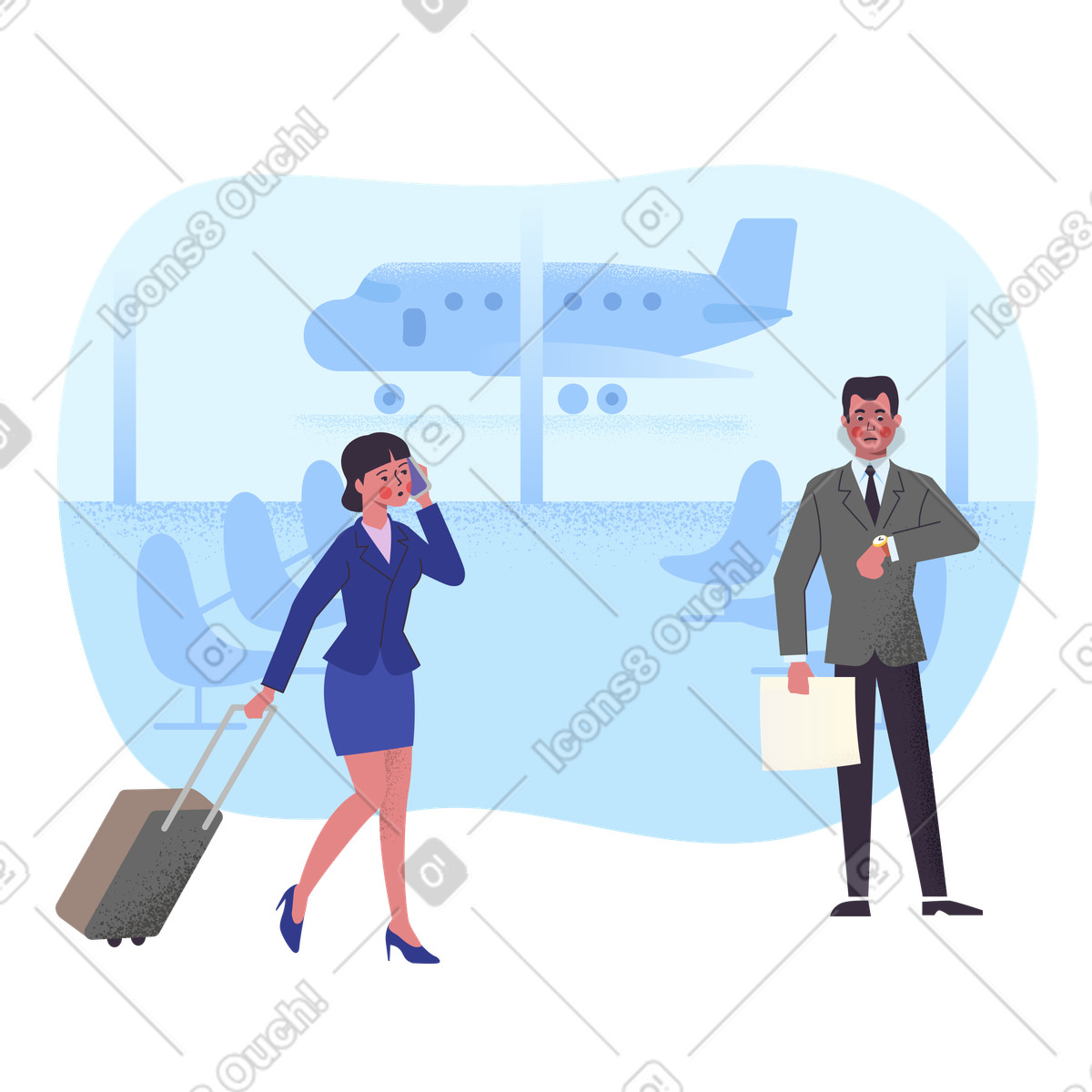 Incontro in aeroporto illustrazione stile Pale scarica PNG, SVG