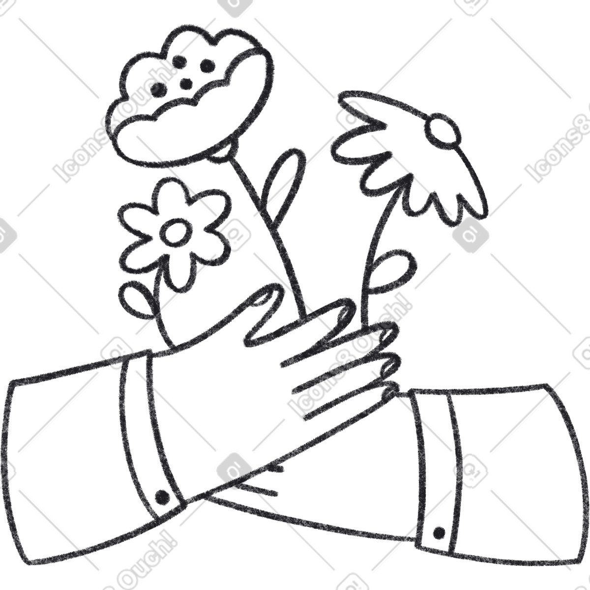 下载 Bonbon Line 风格的 Two hands holding flowers 插画，支持 PNG、SVG 格式
