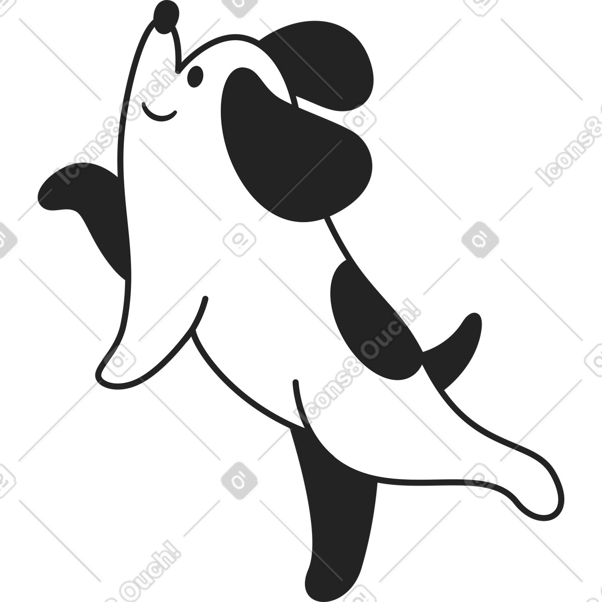 Ilustração de Cachorro pulando em no estilo Sammy Line para baixar em PNG, SVG