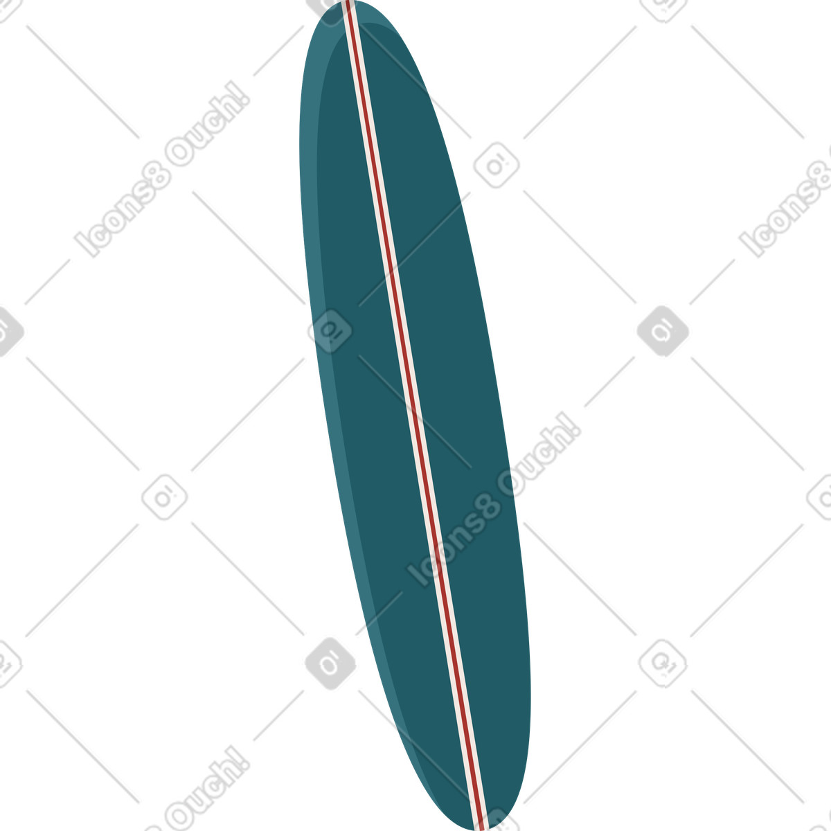 Tavola da surf blu illustrazione in stile Lagom scarica in PNG, SVG