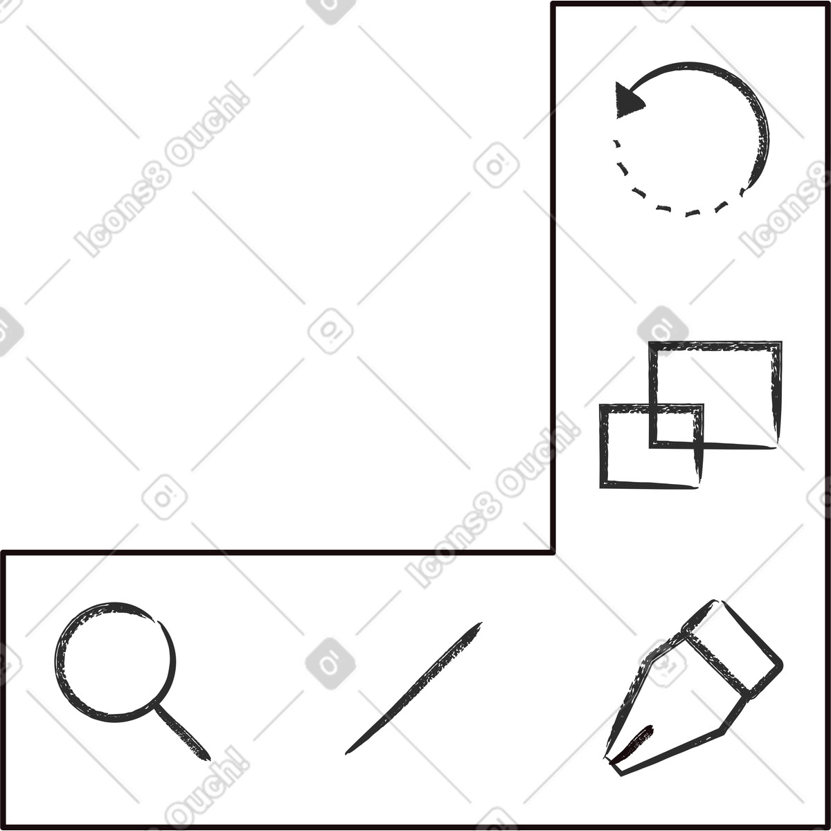 Shape with icons for graphical tools illustration in Graphite style download in PNG, SVG