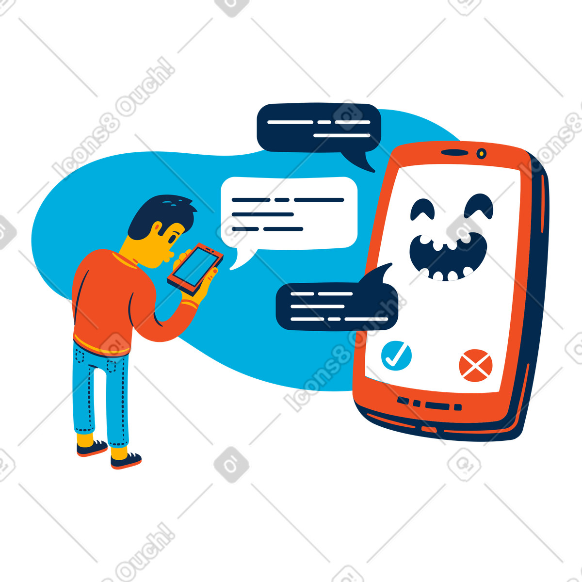Chat-nachrichten-Illustration im Flame-Stil als Download in PNG, SVG