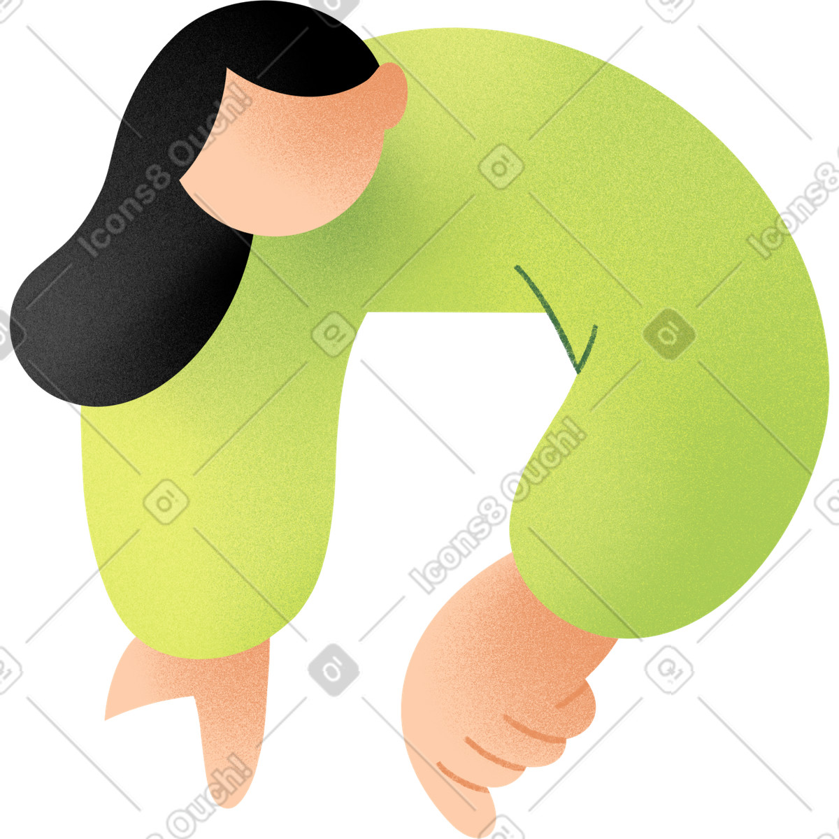 Ilustração de Jovem mulher em um moletom verde no estilo Joy para baixar PNG, SVG