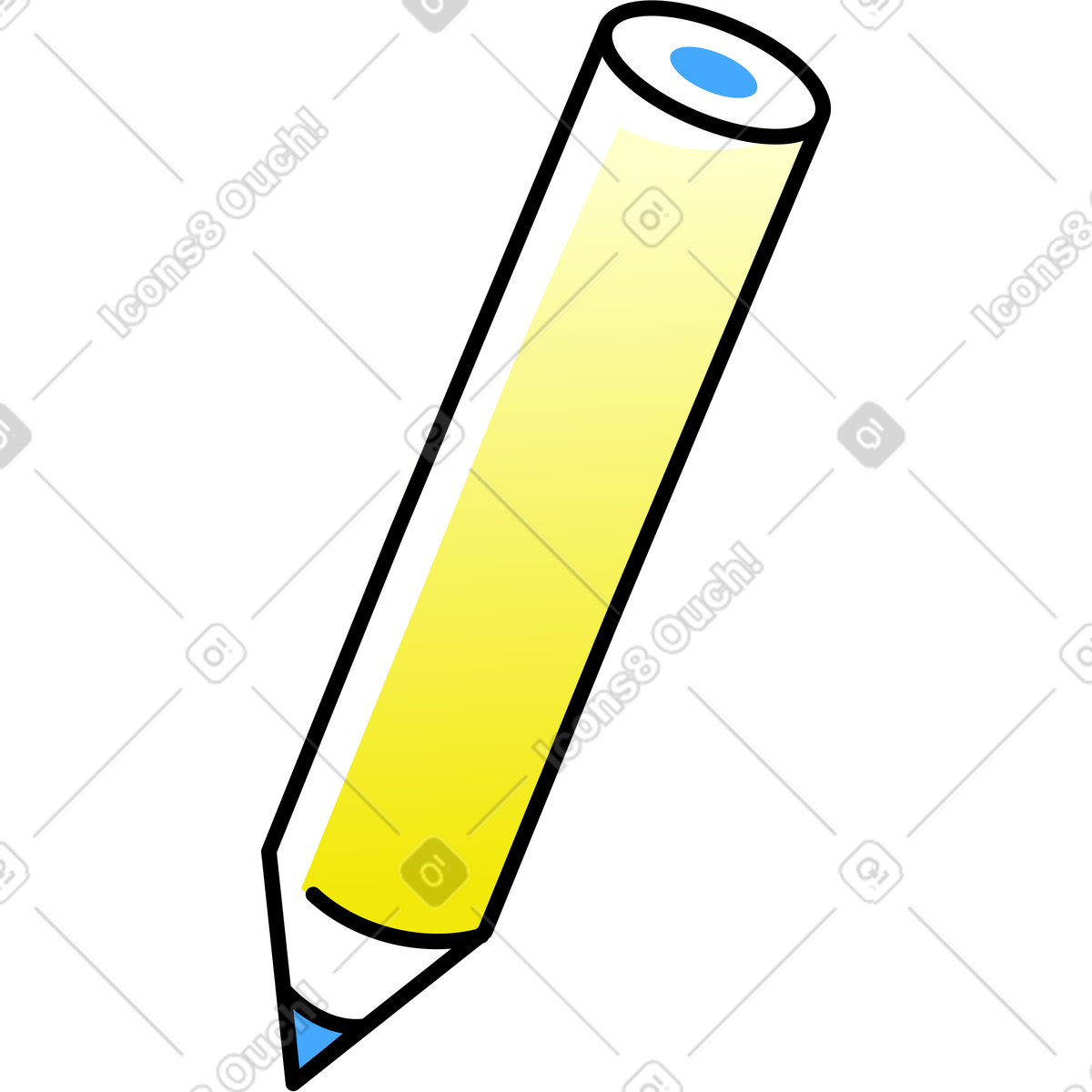 Blue pencil illustration in Pocus style download in PNG, SVG