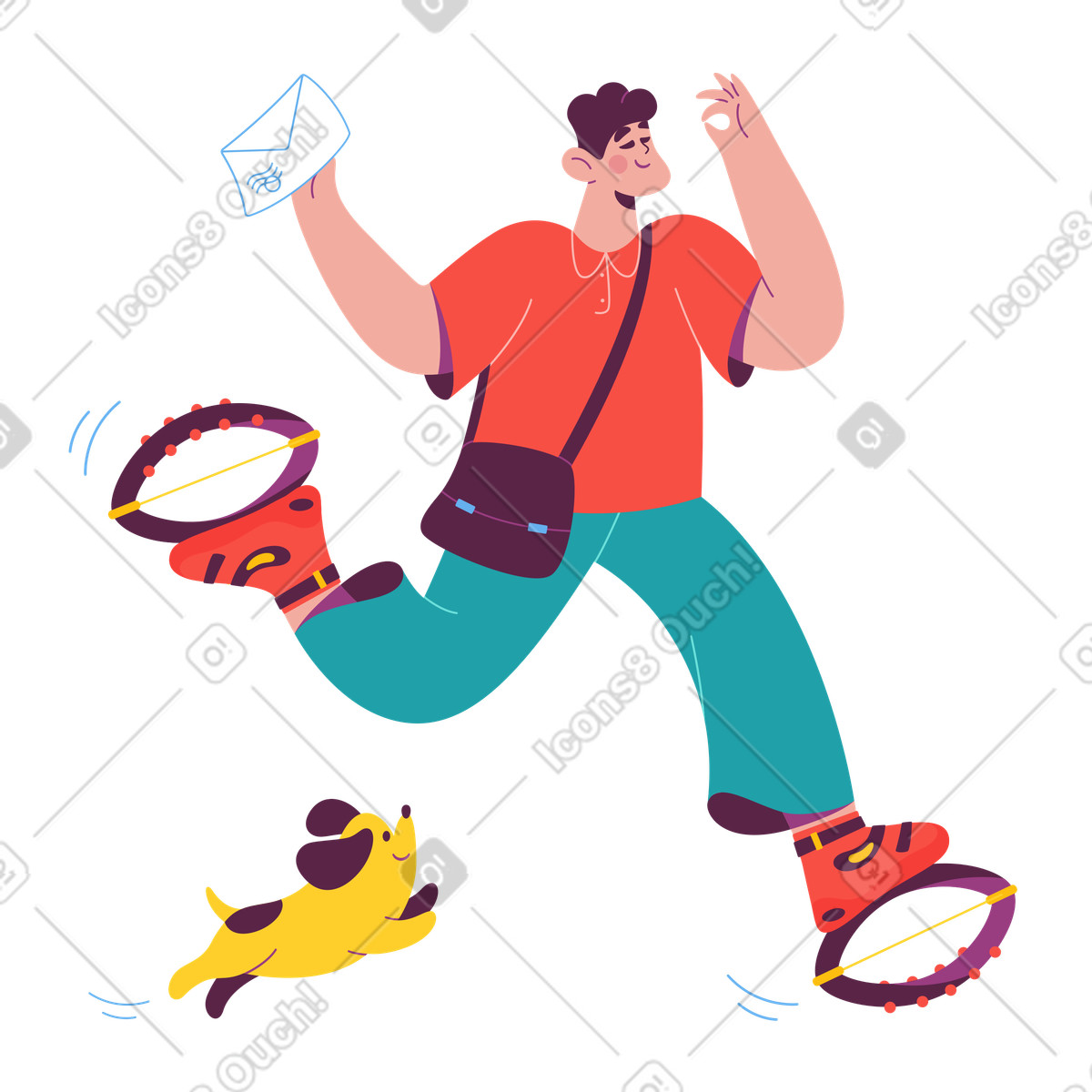 Sammy スタイルの ジャンプブーツを履いて手紙を配達する郵便配達員 のイラストをPNG、SVG形式でダウンロード