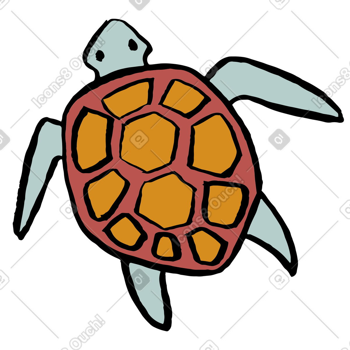 Turtle illustration in Scandi style download in PNG, SVG