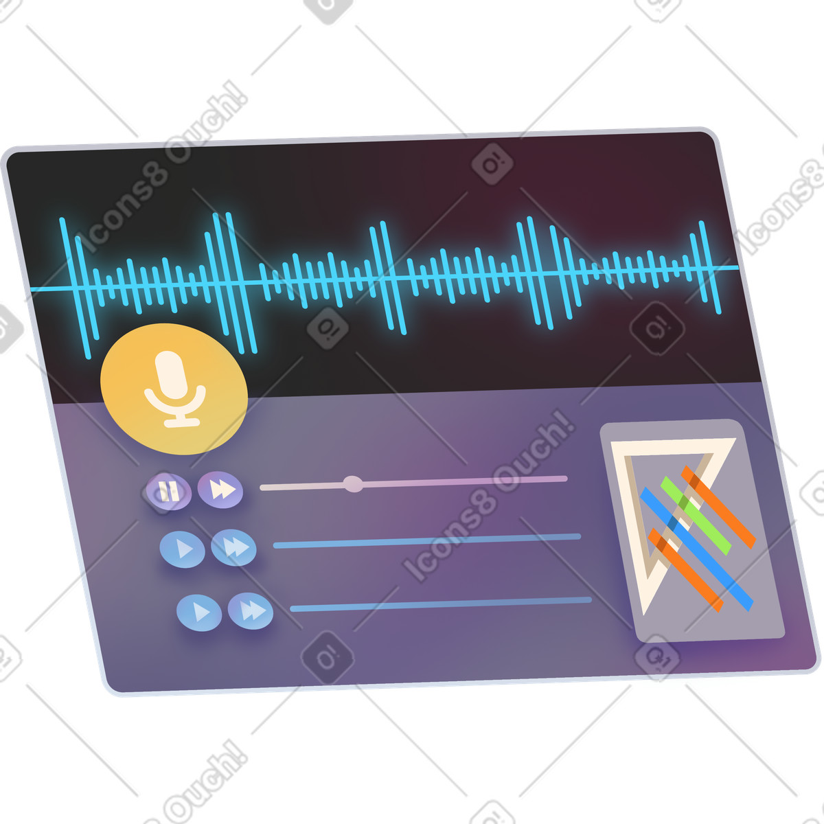 Podcasts tablet interface-Illustration im Props-Stil als Download in PNG, SVG