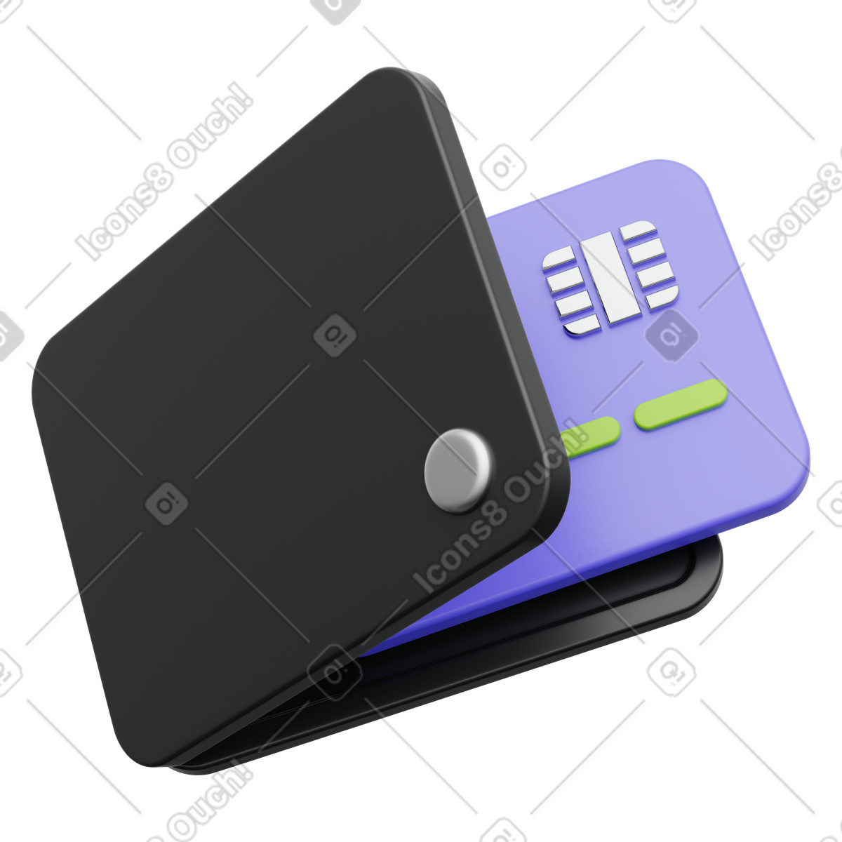 Personal finance management and payment storage, Wallet with credit card illustration in 3D Playful style download in PNG, SVG