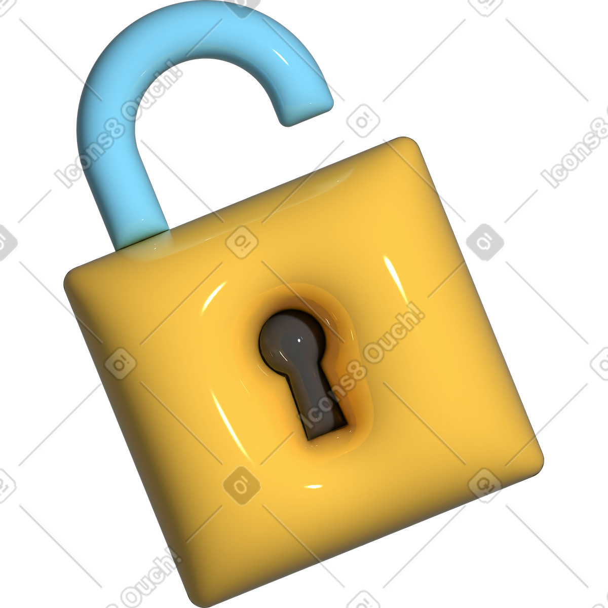 Yellow padlock illustration in PNG, SVG