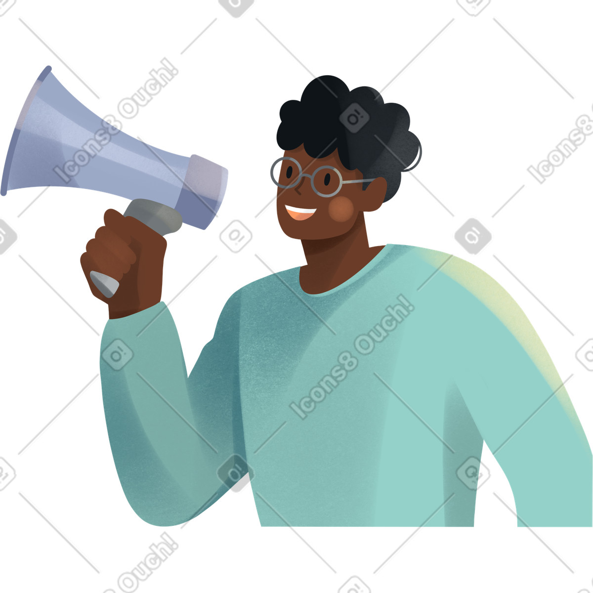 Ilustração de Young man with loudspeaker em no estilo Shine para baixar em PNG, SVG