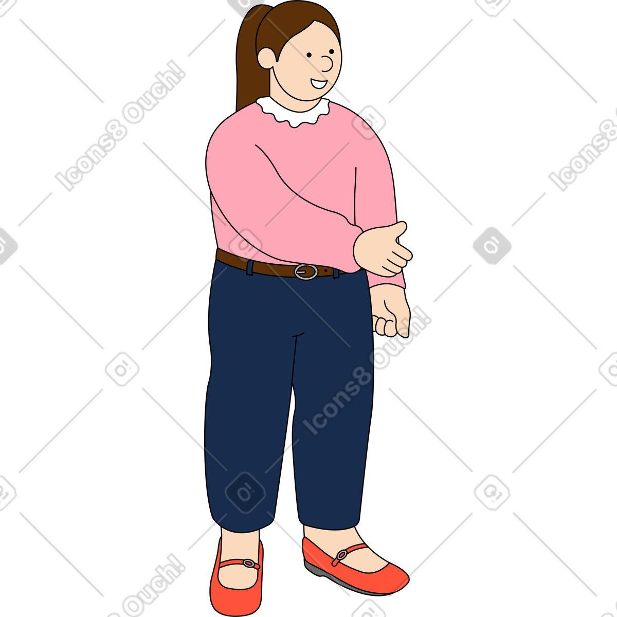 Ilustração de Mulher com a mão estendida em no estilo Kindy para baixar em PNG, SVG