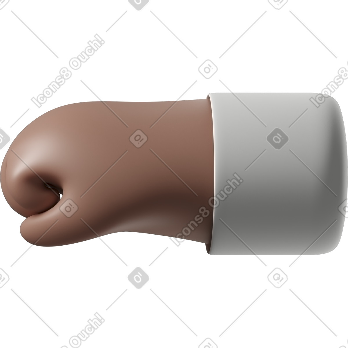 3D Hands Fun&Wild スタイルの 茶色の肌の手の拳を左に向けた のイラストをPNG、SVG形式でダウンロード