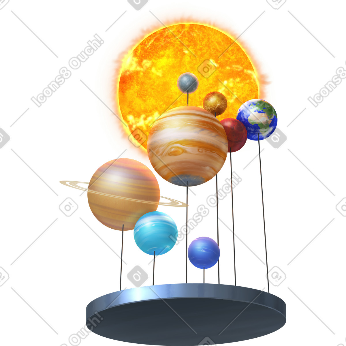 Modell des sonnensystems-Illustration im Props-Stil als Download in PNG, SVG