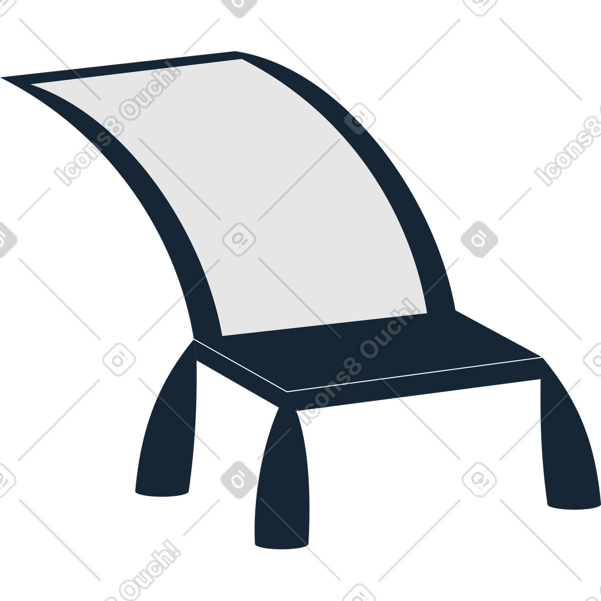 Indigo スタイルの 黒のデッキチェア のイラストをPNG、SVG形式でダウンロード
