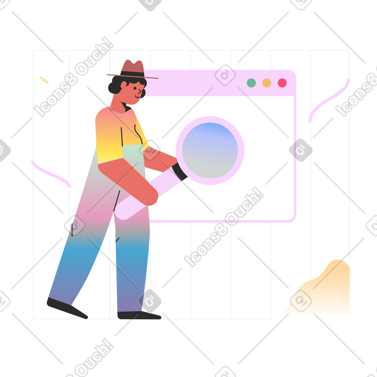 Ricerca web illustrazione in stile Marginalia scarica in PNG, SVG