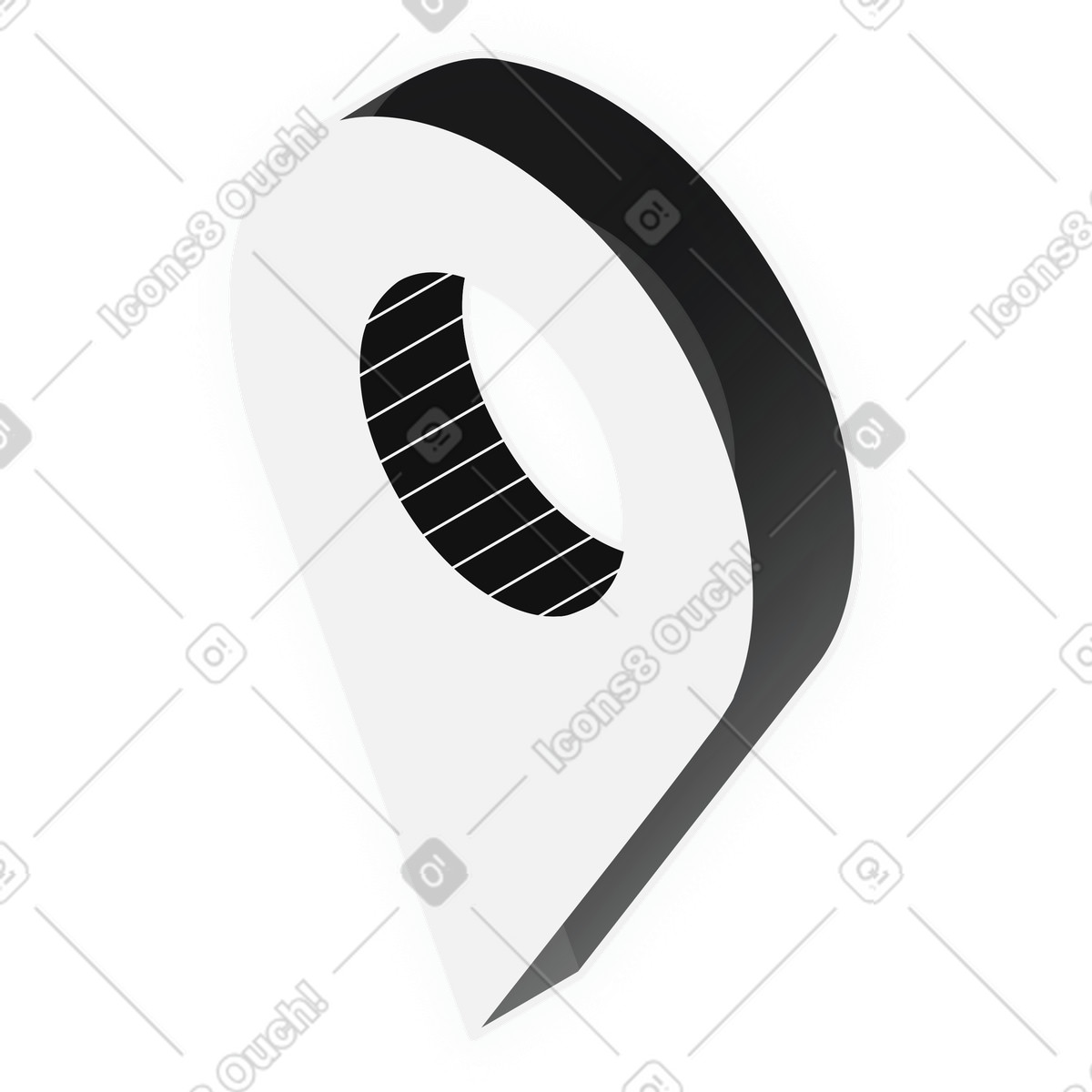 Gps navigation white location map pin symbol illustration in Inverse style download in PNG, SVG