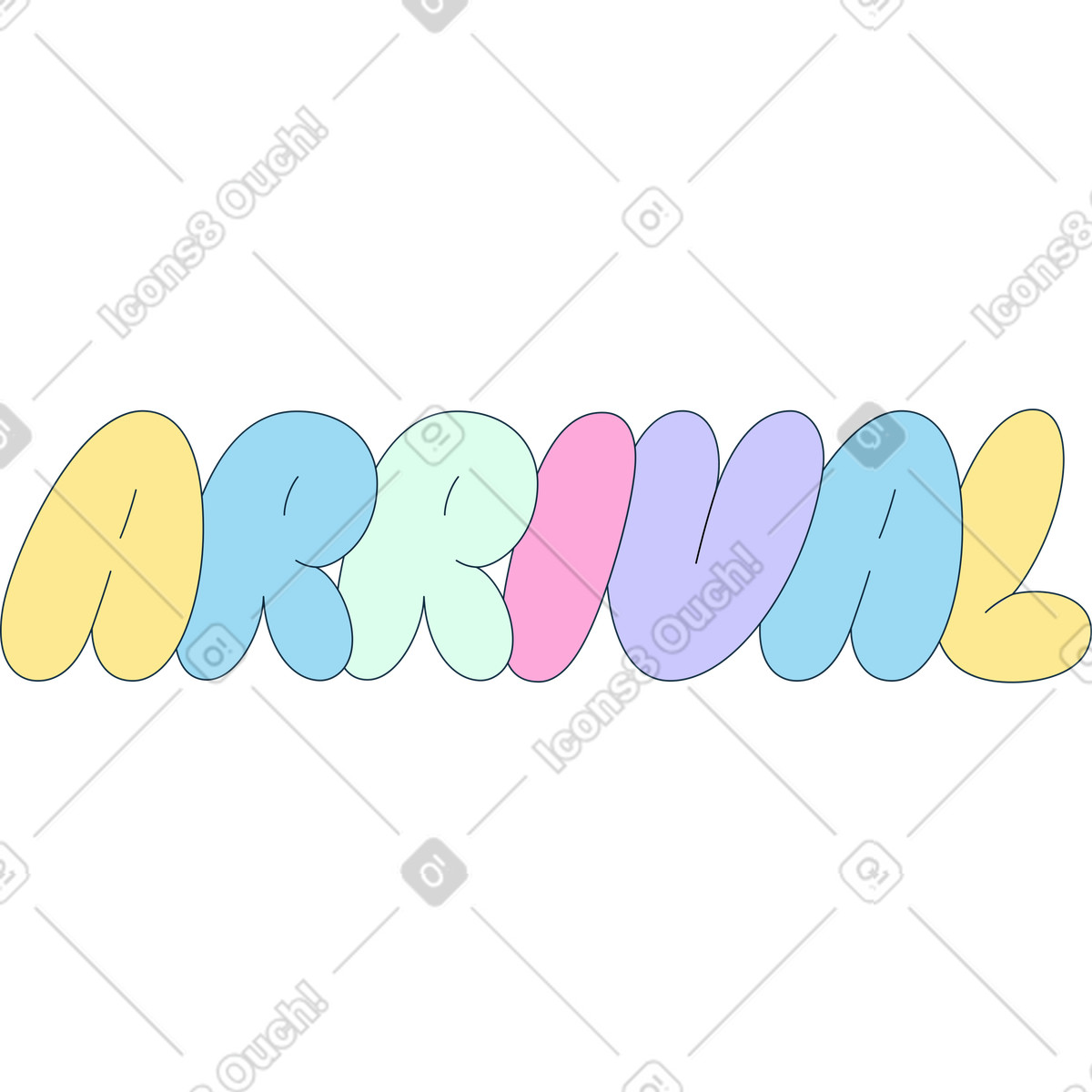 Ilustración Llegada de letras en estilo Bubble gum a descargar en PNG y SVG