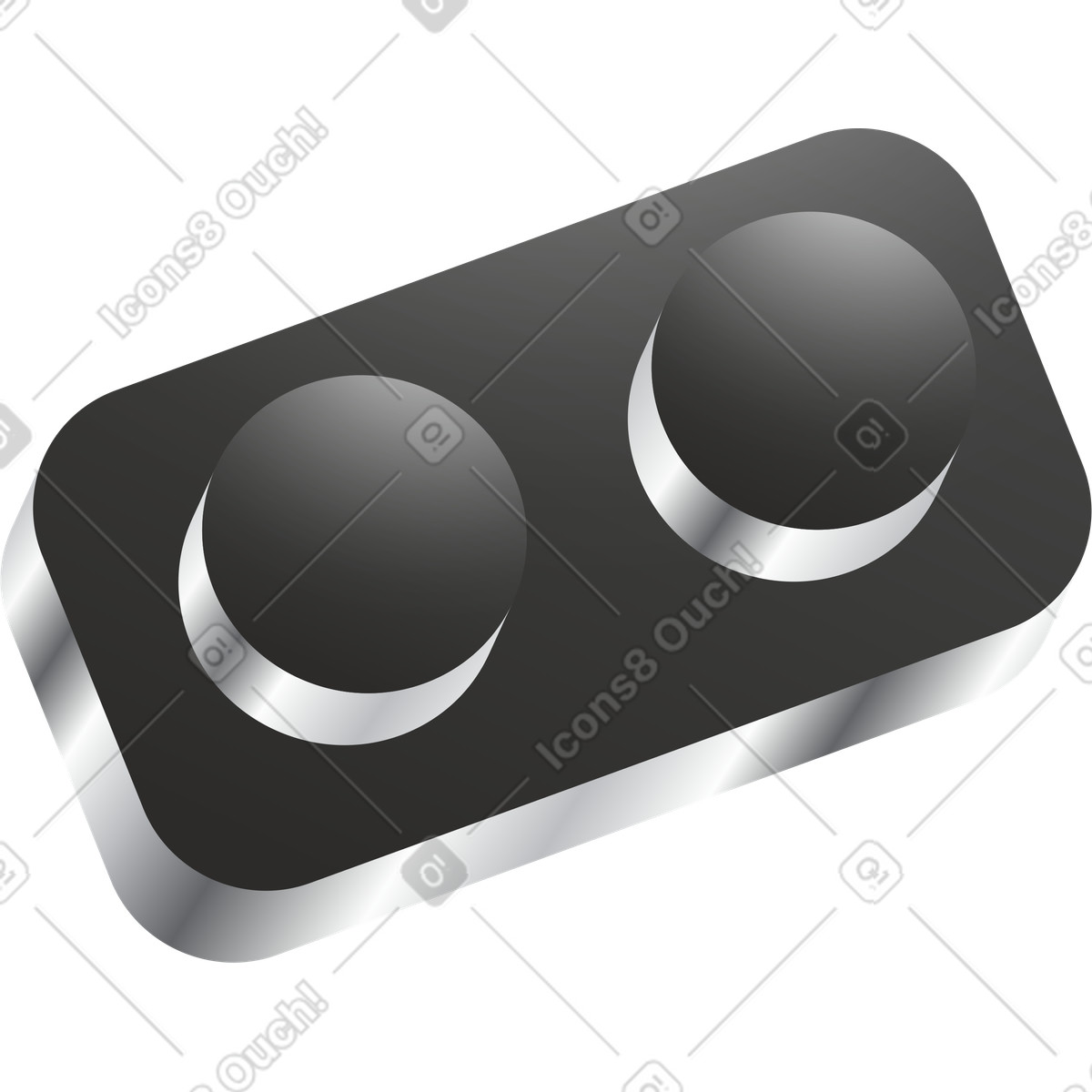 Dark metallic toy brick piece illustration in Token style download in PNG, SVG