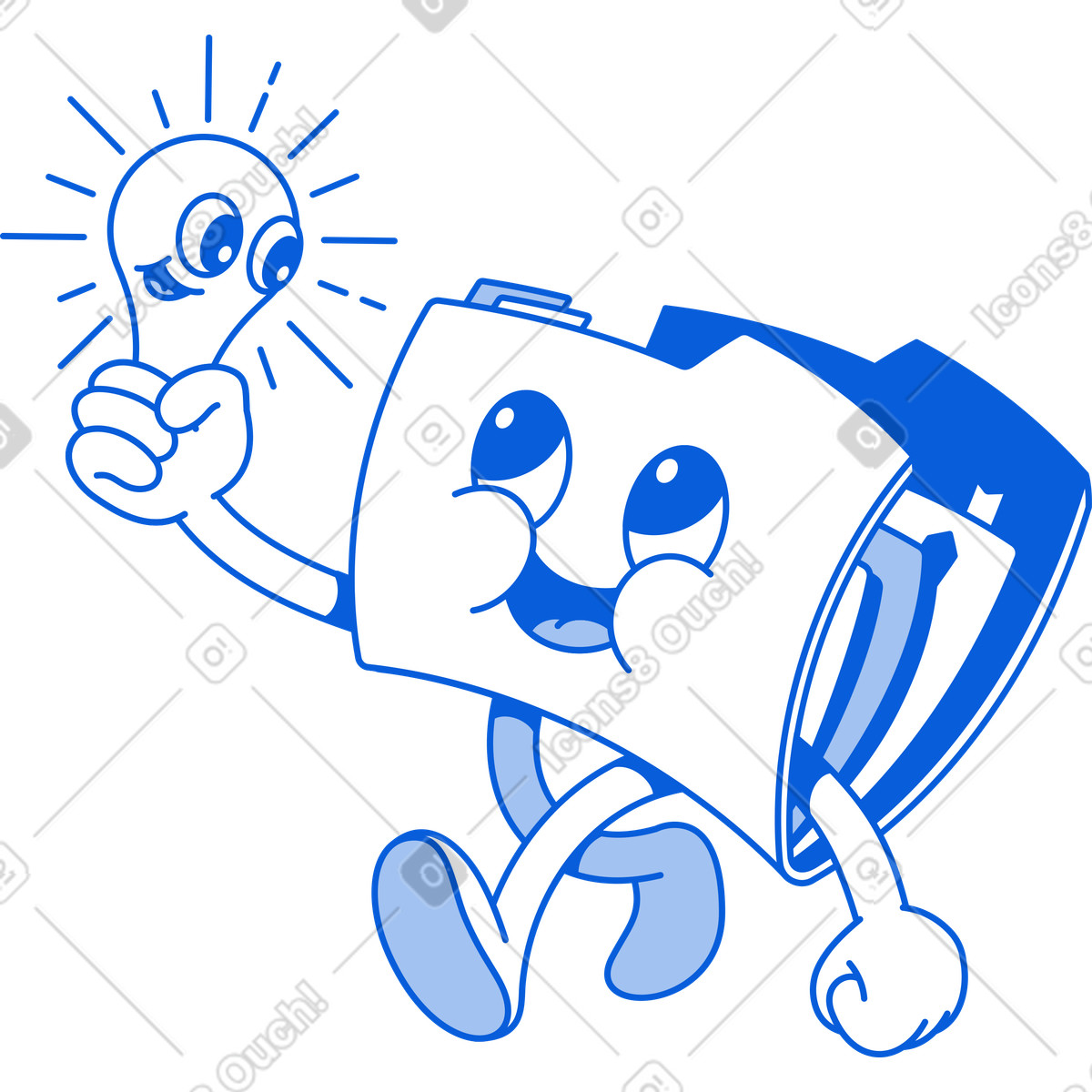 Ilustração de Pasta com lâmpada em no estilo Handy Line para baixar em PNG, SVG