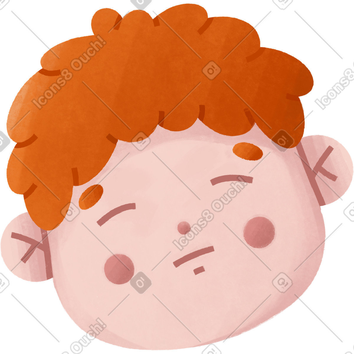 Illustration Tired ginger boy who wants to sleep dans le style Bonbon à télécharger aux formats PNG, SVG