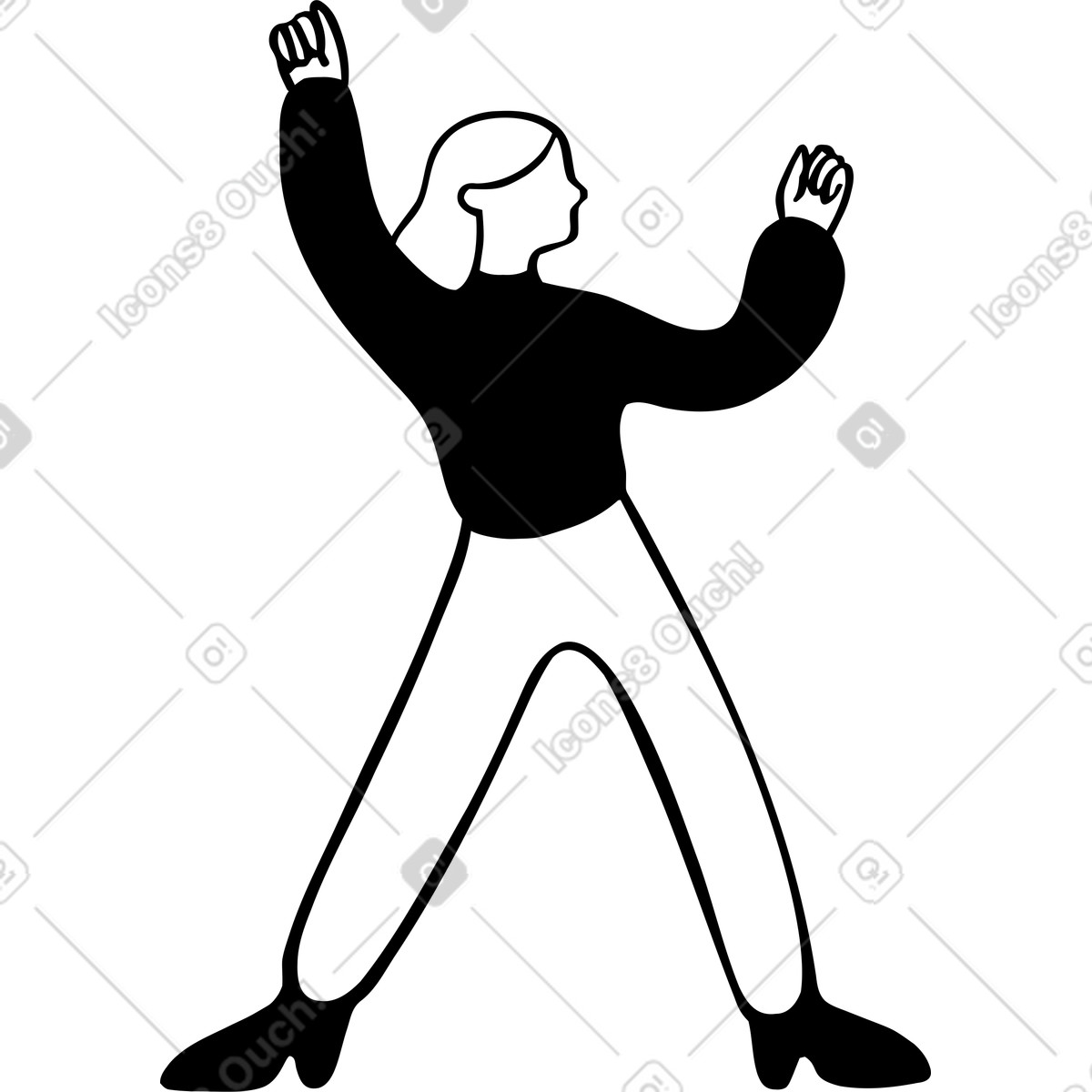 Woman with hands up illustration in Journal style download in PNG, SVG