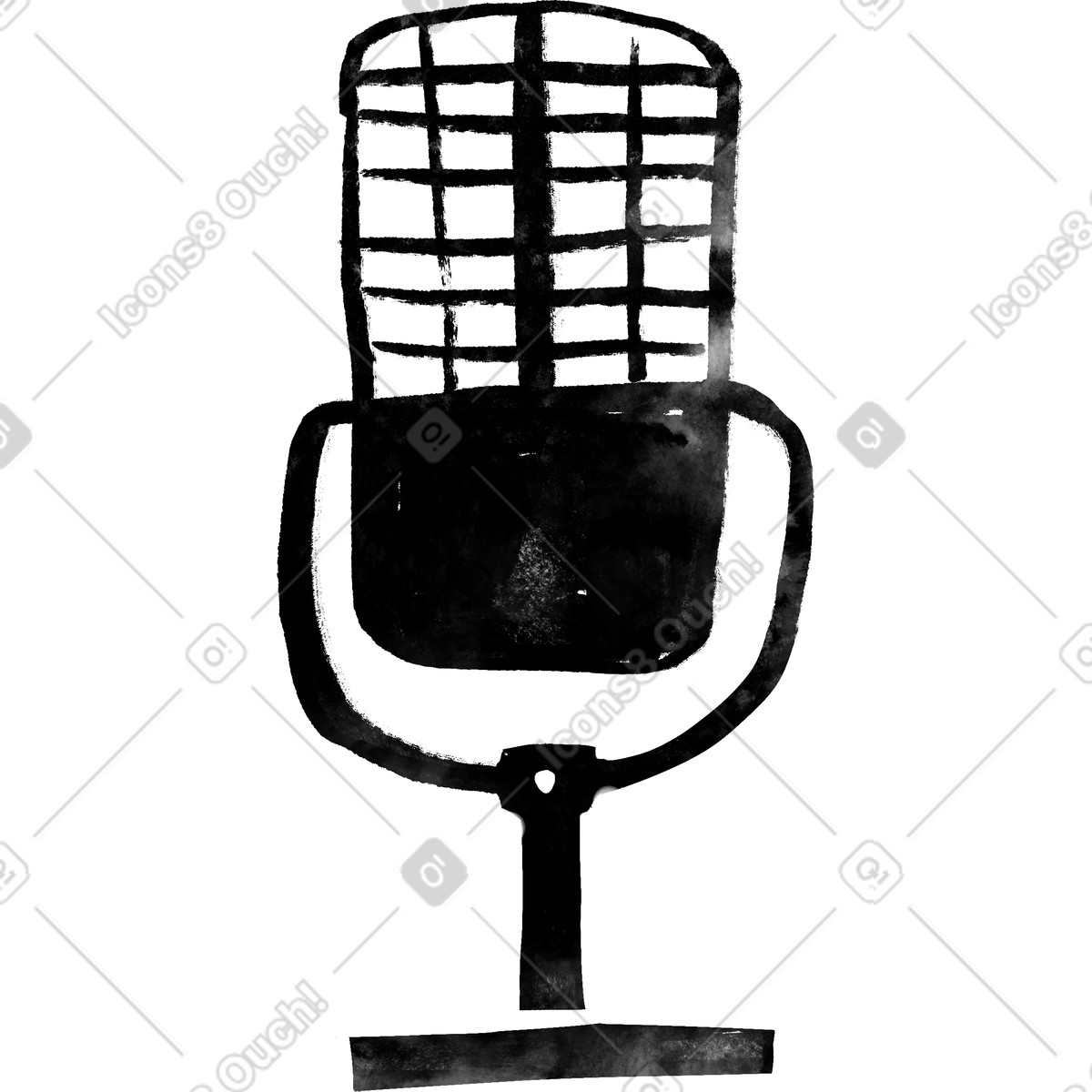 Inky 스타일의 Black microphone 일러스트레이션 PNG, SVG 다운로드