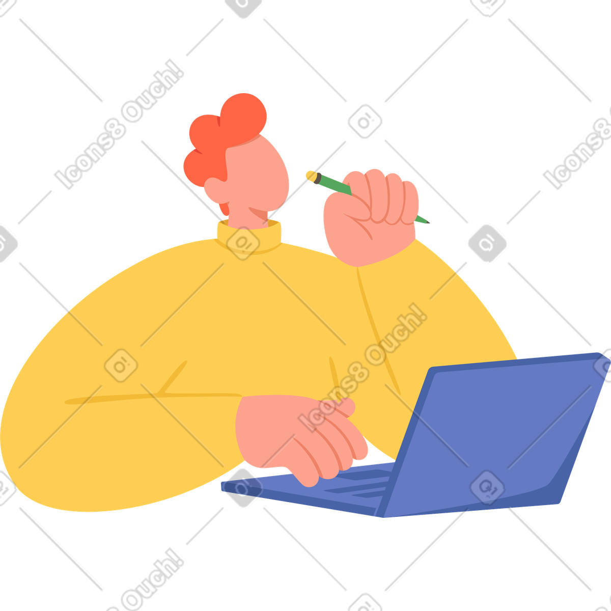 Social 스타일의 펜을 든 남자 일러스트레이션 PNG, SVG 다운로드